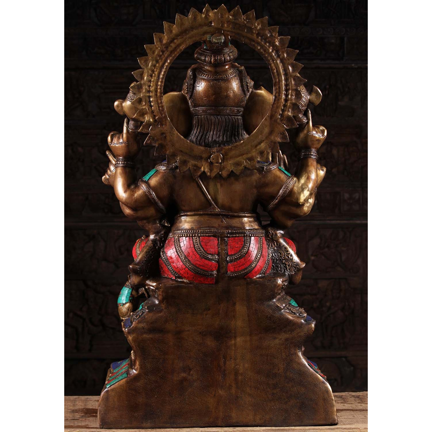 Large 6 Armed Ganesha with Colored Stones 45 Inches