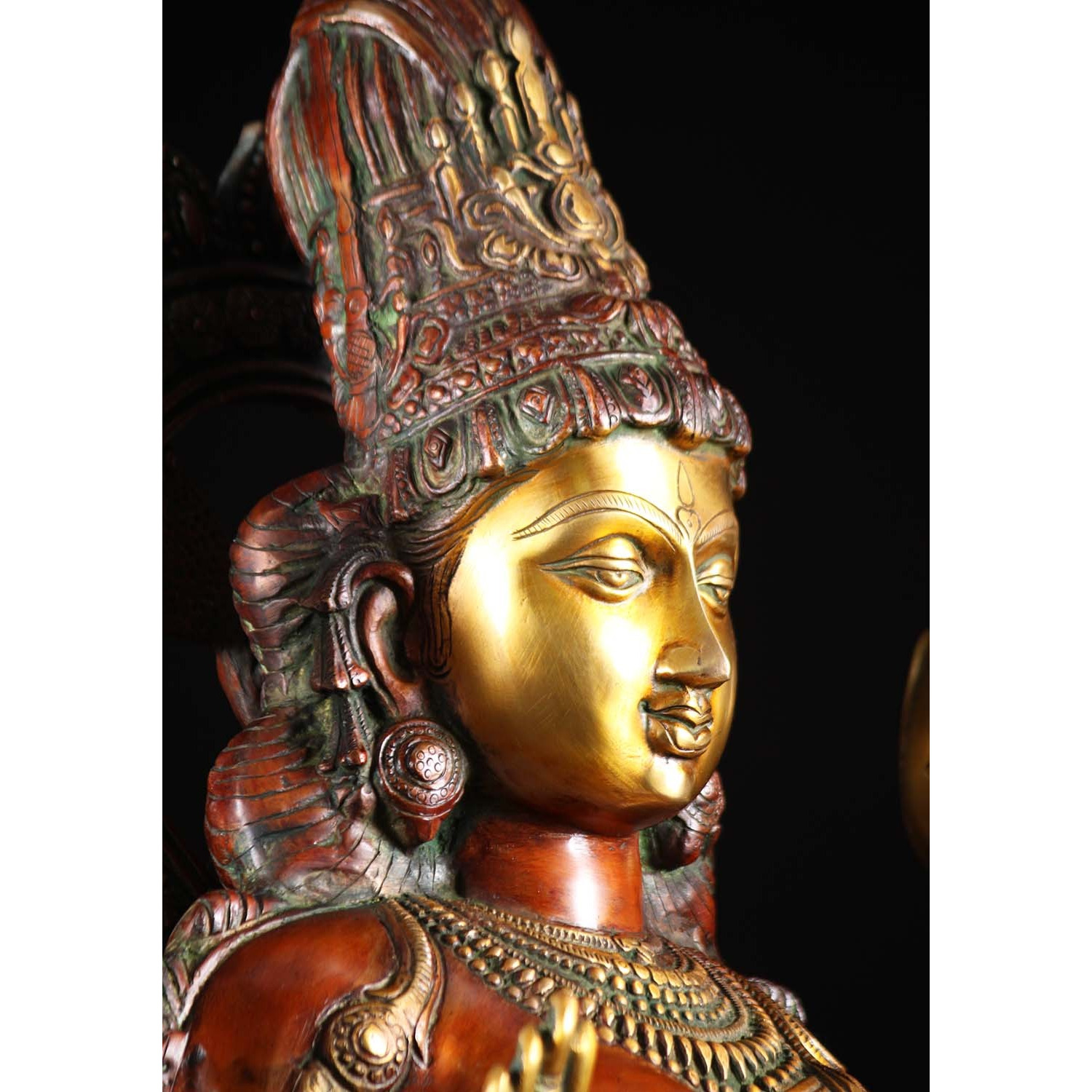 Brass Lakshmi Statue Holding 2 Lotus Flowers 52 Inches