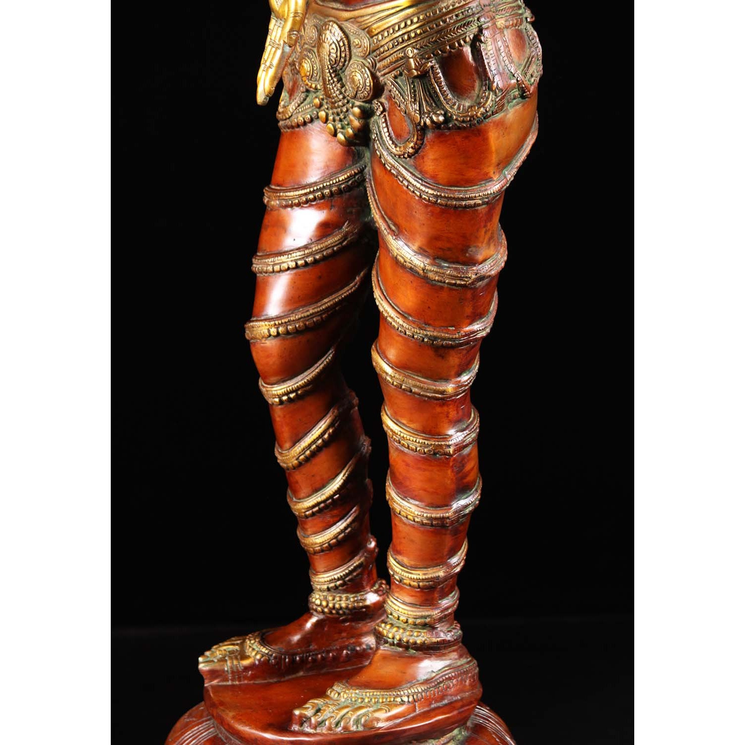 Brass Lakshmi Statue Holding 2 Lotus Flowers 52 Inches