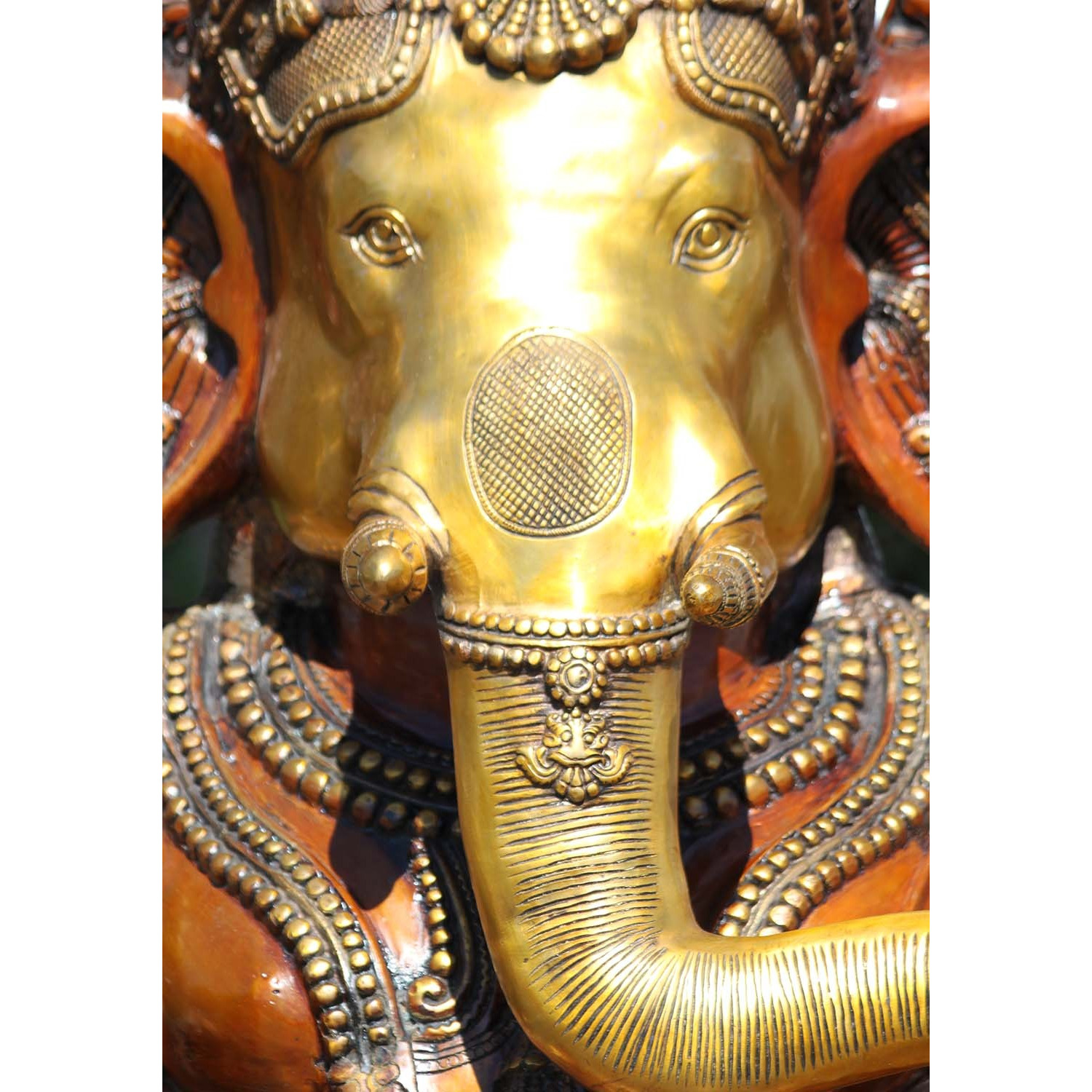 Brass Large Seated Ganesha with Mooshika 63 Inches