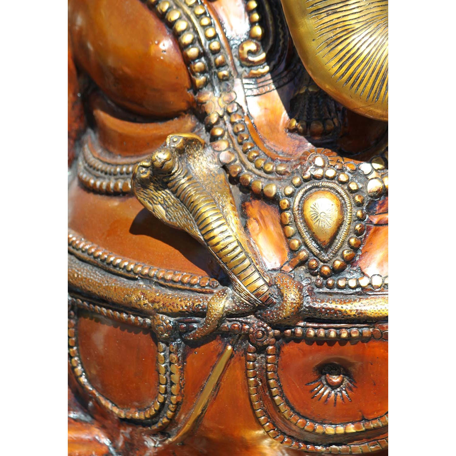 Brass Large Seated Ganesha with Mooshika 63 Inches