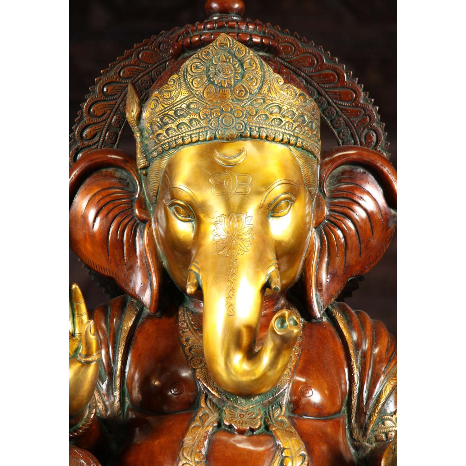 Brass Large Seated Ganesha Statue 33 Inches