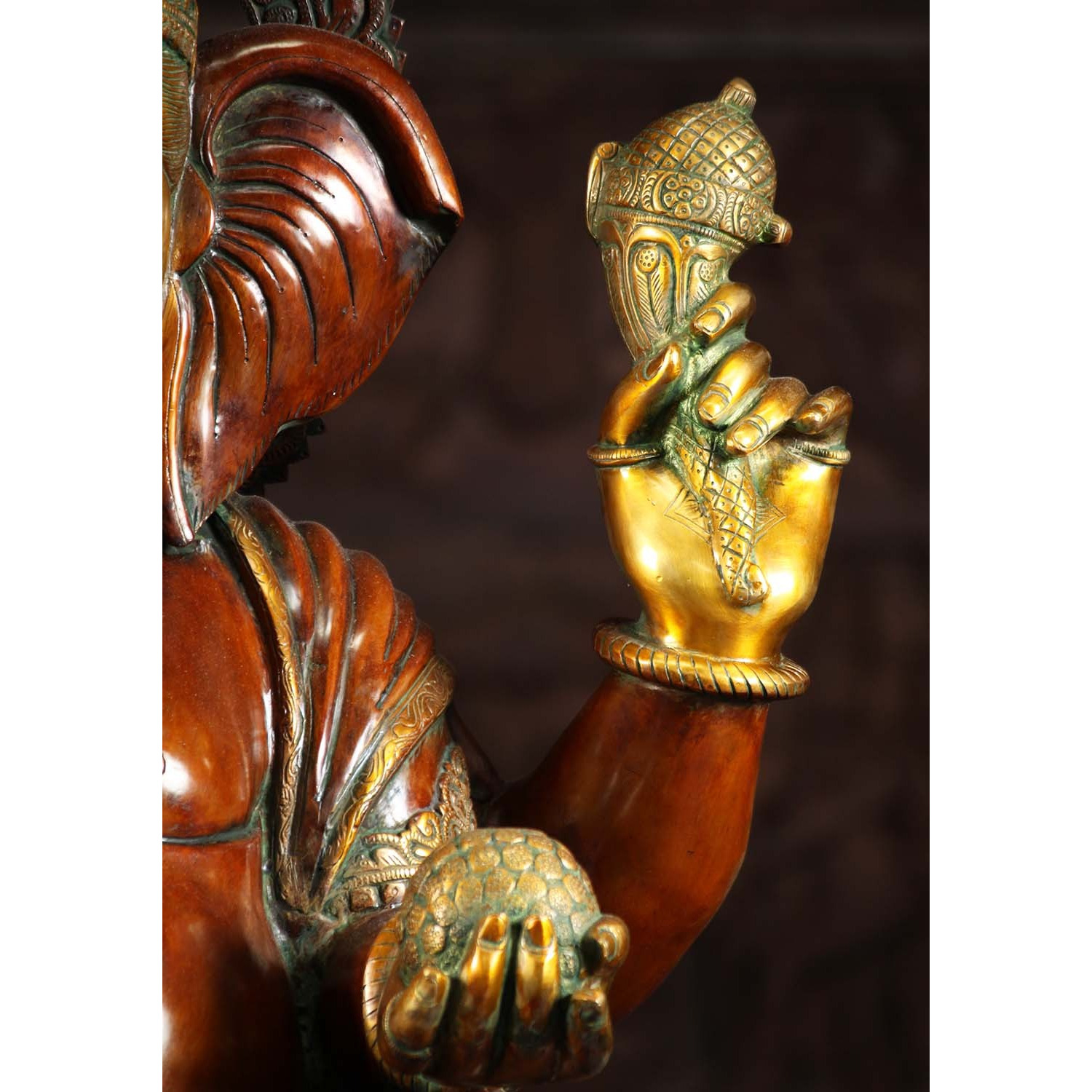 Brass Large Seated Ganesha Statue 33 Inches