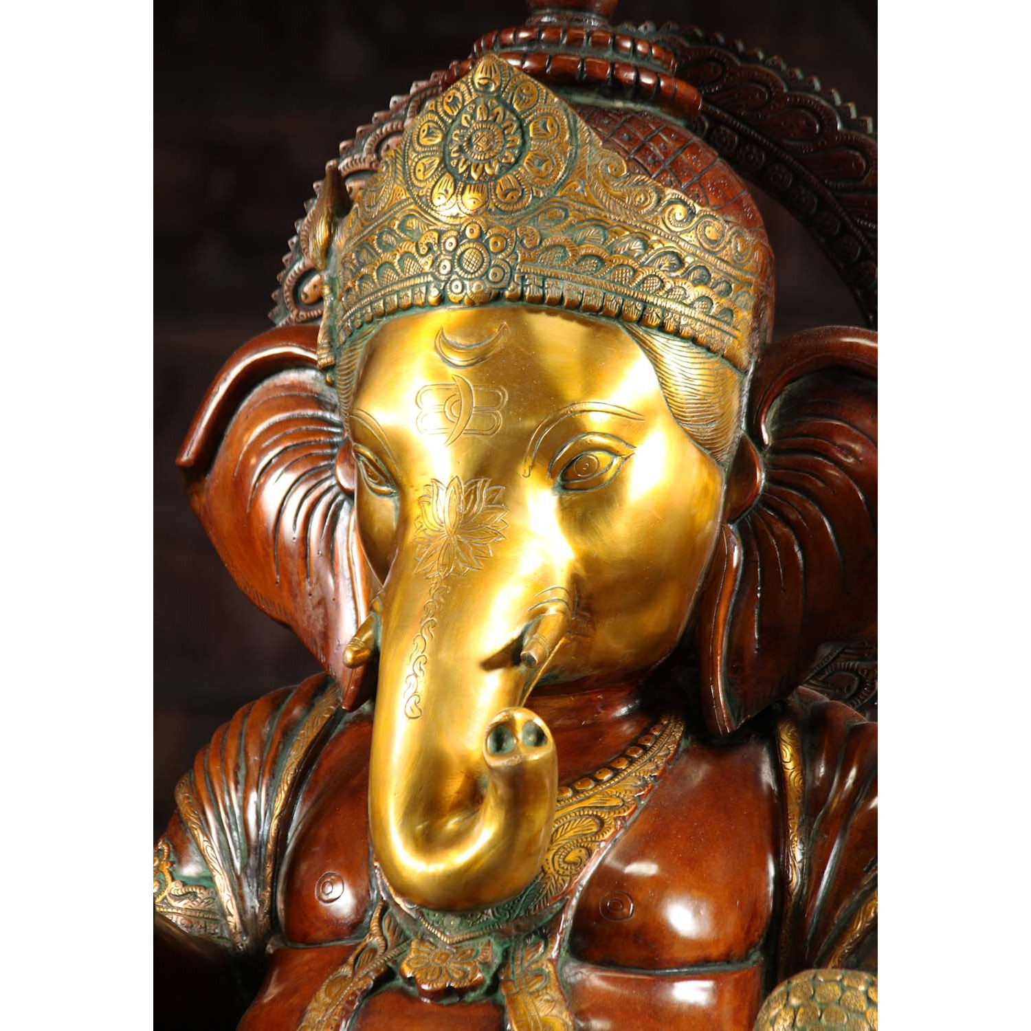 Brass Large Seated Ganesha Statue 33 Inches