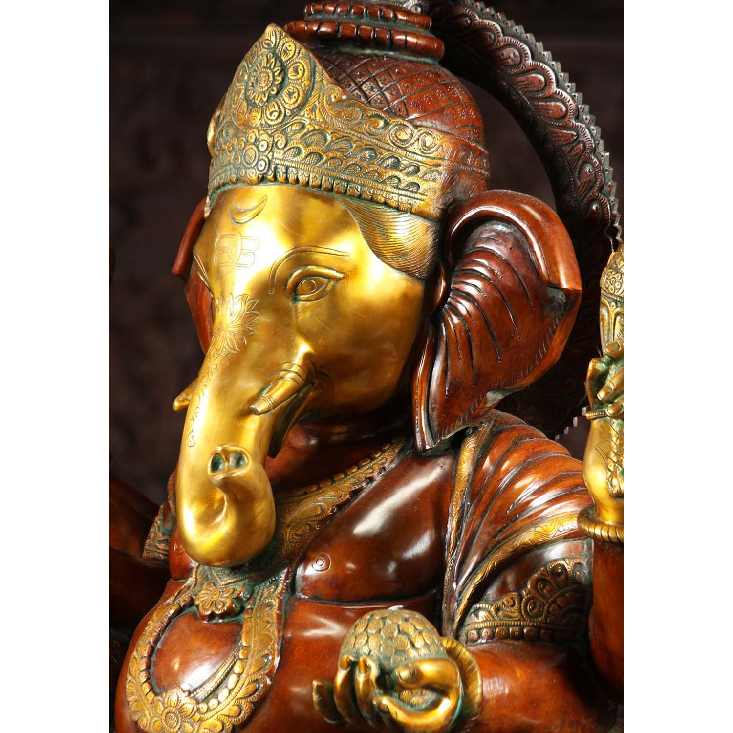 Brass Large Seated Ganesha Statue 33 Inches