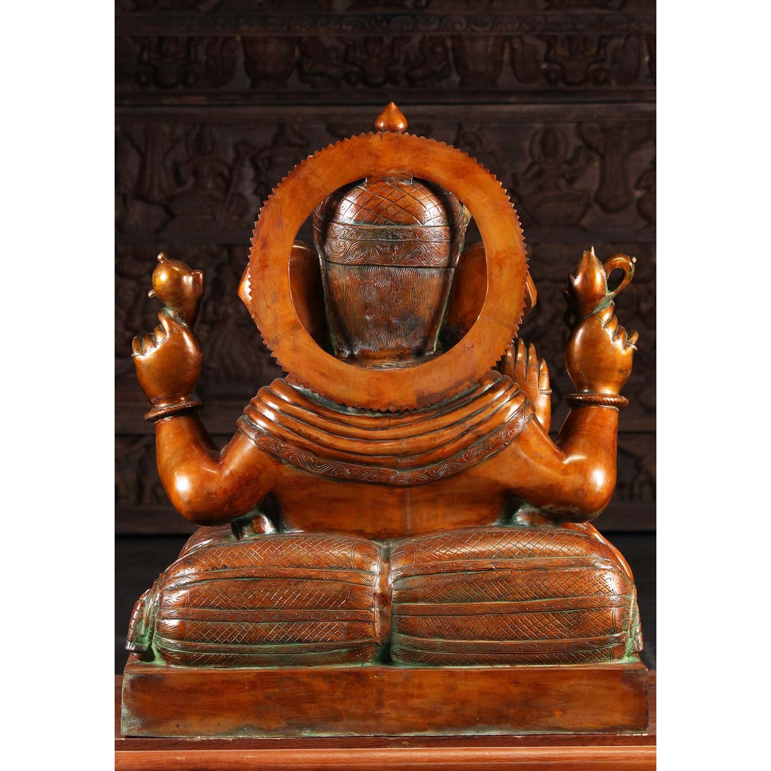 Brass Large Seated Ganesha Statue 33 Inches