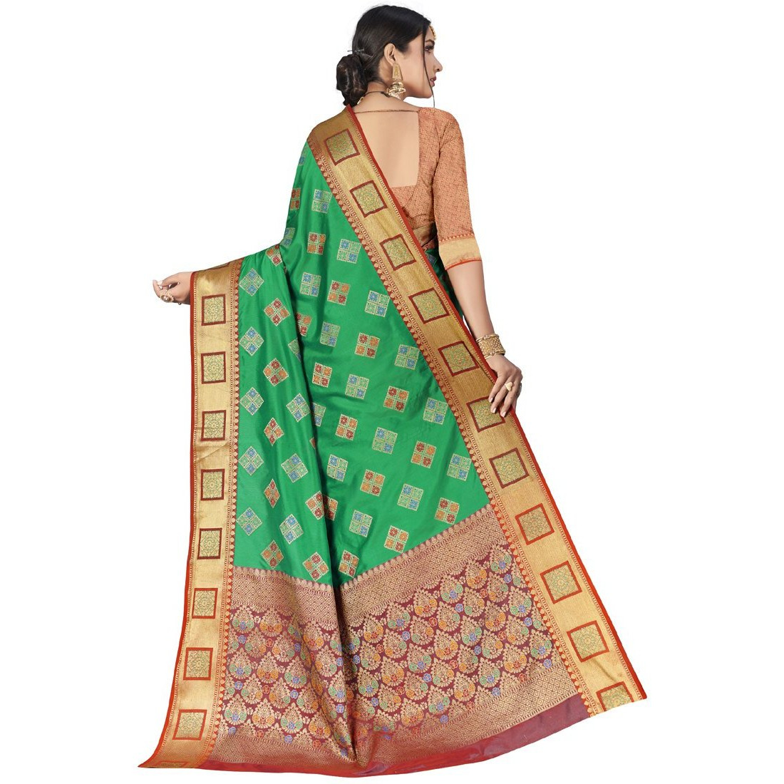 Designer Green Silk Wedding Wear Saree