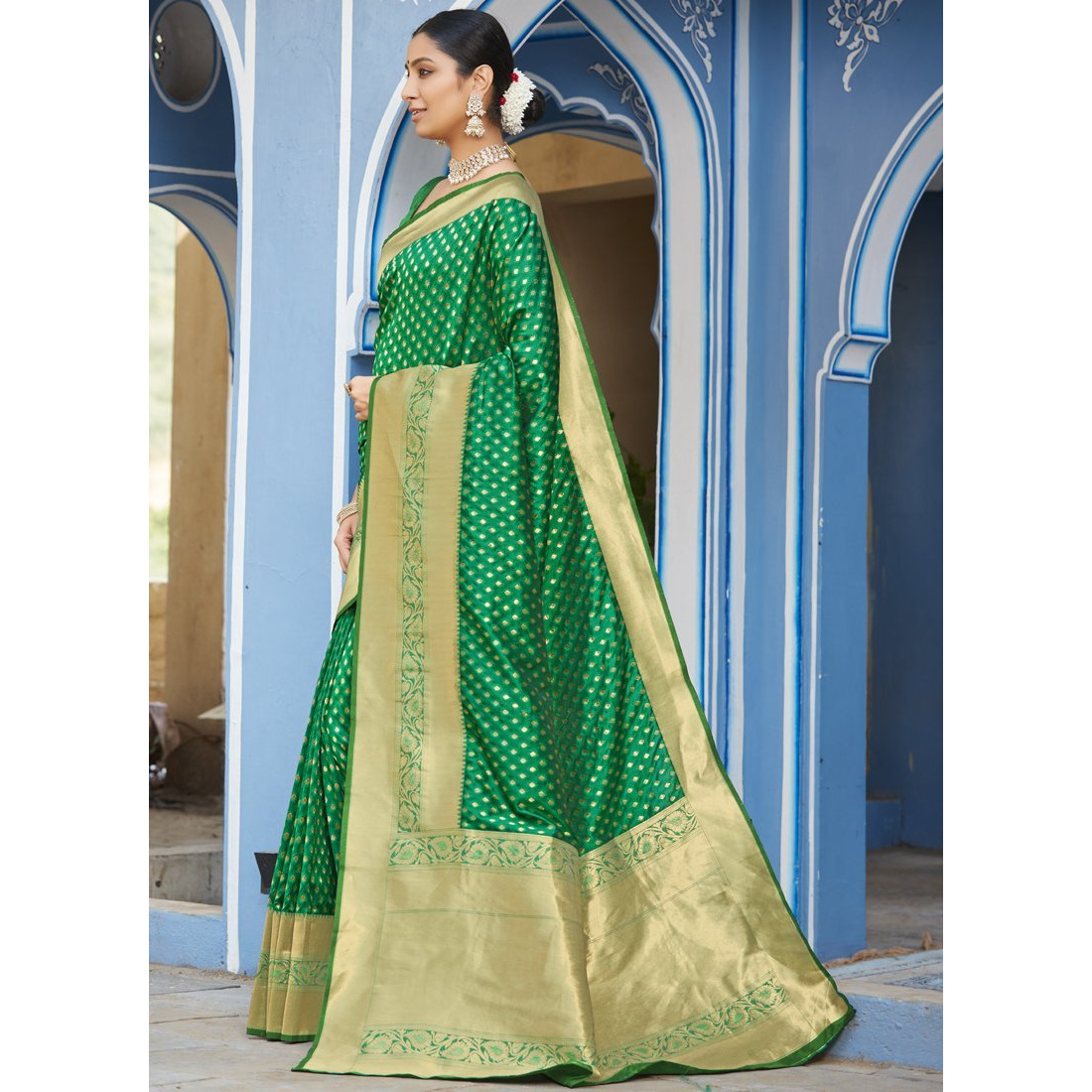 Green Silk Designer Traditional Wedding Wear Saree