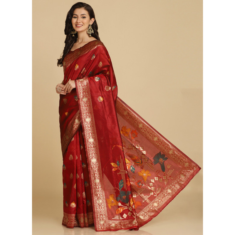 Asisa Kabira Maroon Resham Woven Art Silk Sarees (Color Maroon)