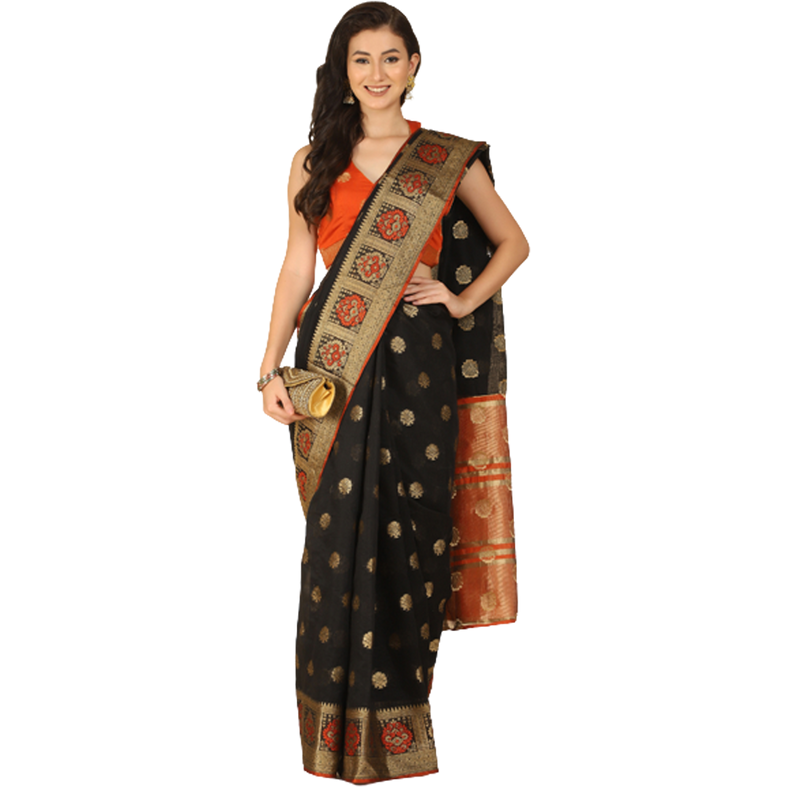 Asisa Kabira Black Resham Woven Art Silk Sarees (Color Black)