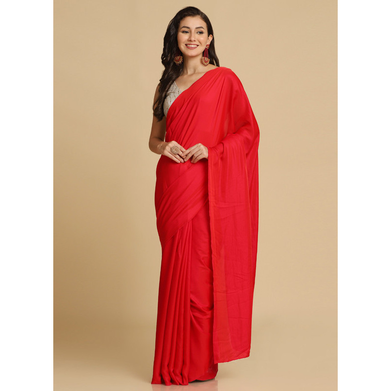 Asisa Melody Red Zari Woven Fancy Satin Sarees (Color Red)