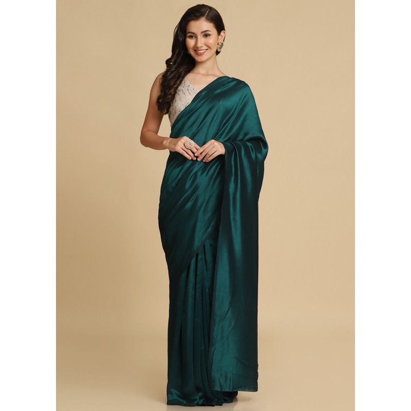 Asisa Melody Teal Zari Woven Fancy Satin Sarees (Color Teal)