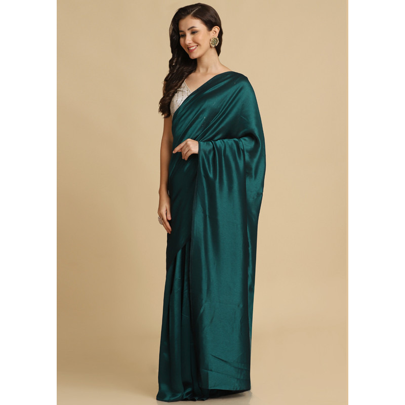 Asisa Melody Teal Zari Woven Fancy Satin Sarees (Color Teal)