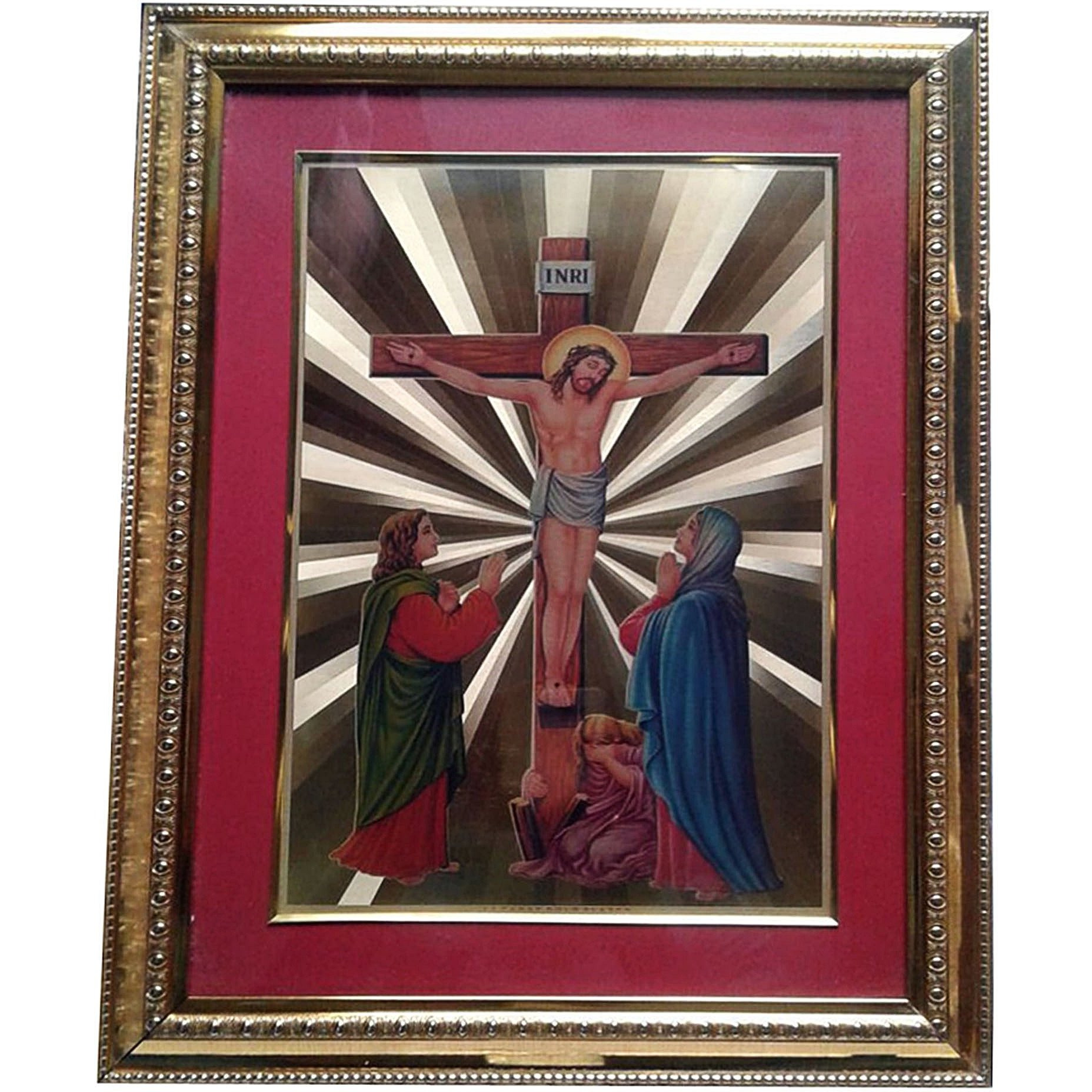 24 Carat Gold Plated Jesus Christ INRI Wall Picture Frame