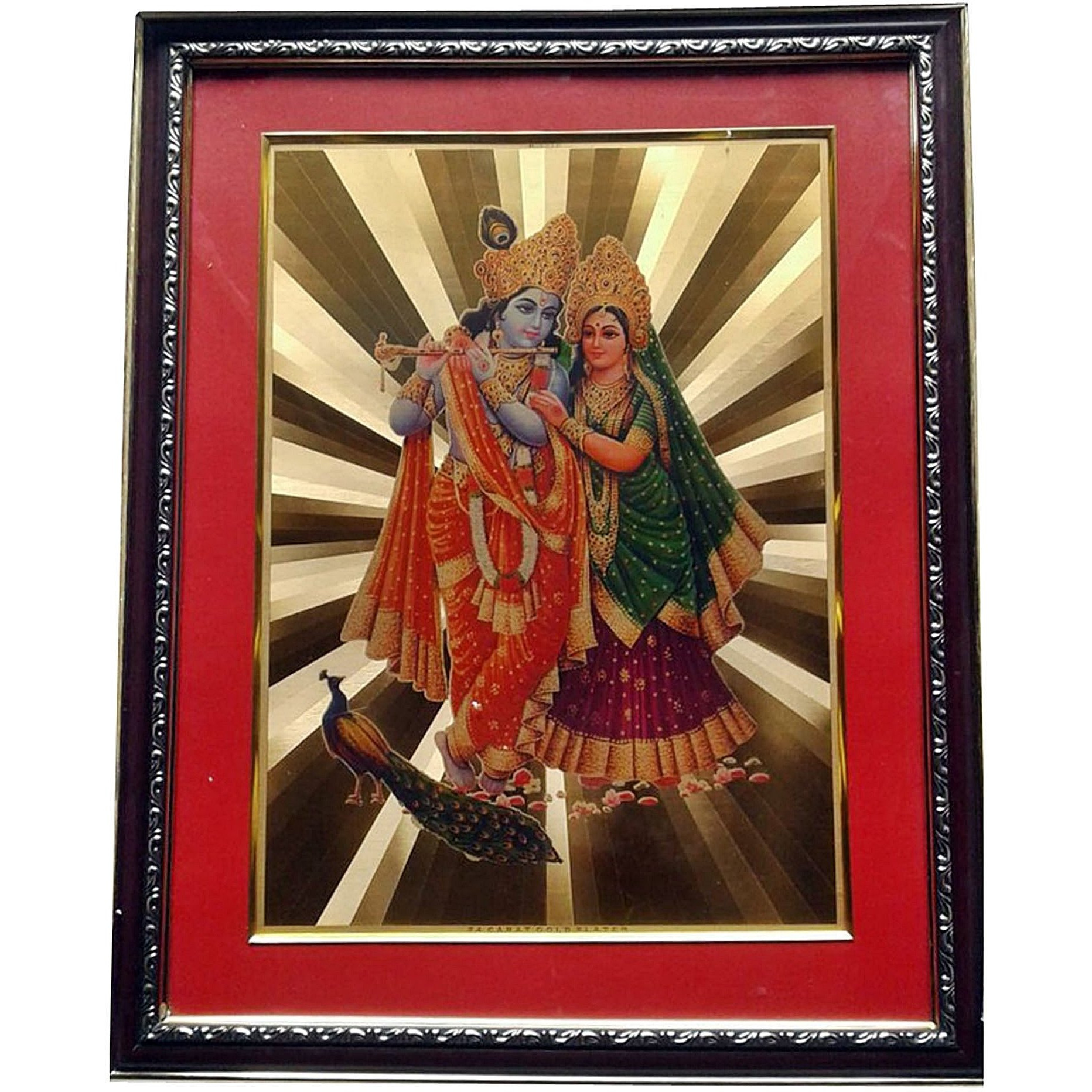 24 Carat Gold Plated Radha Krishna / Radhe Krishana Wall Picture Frame