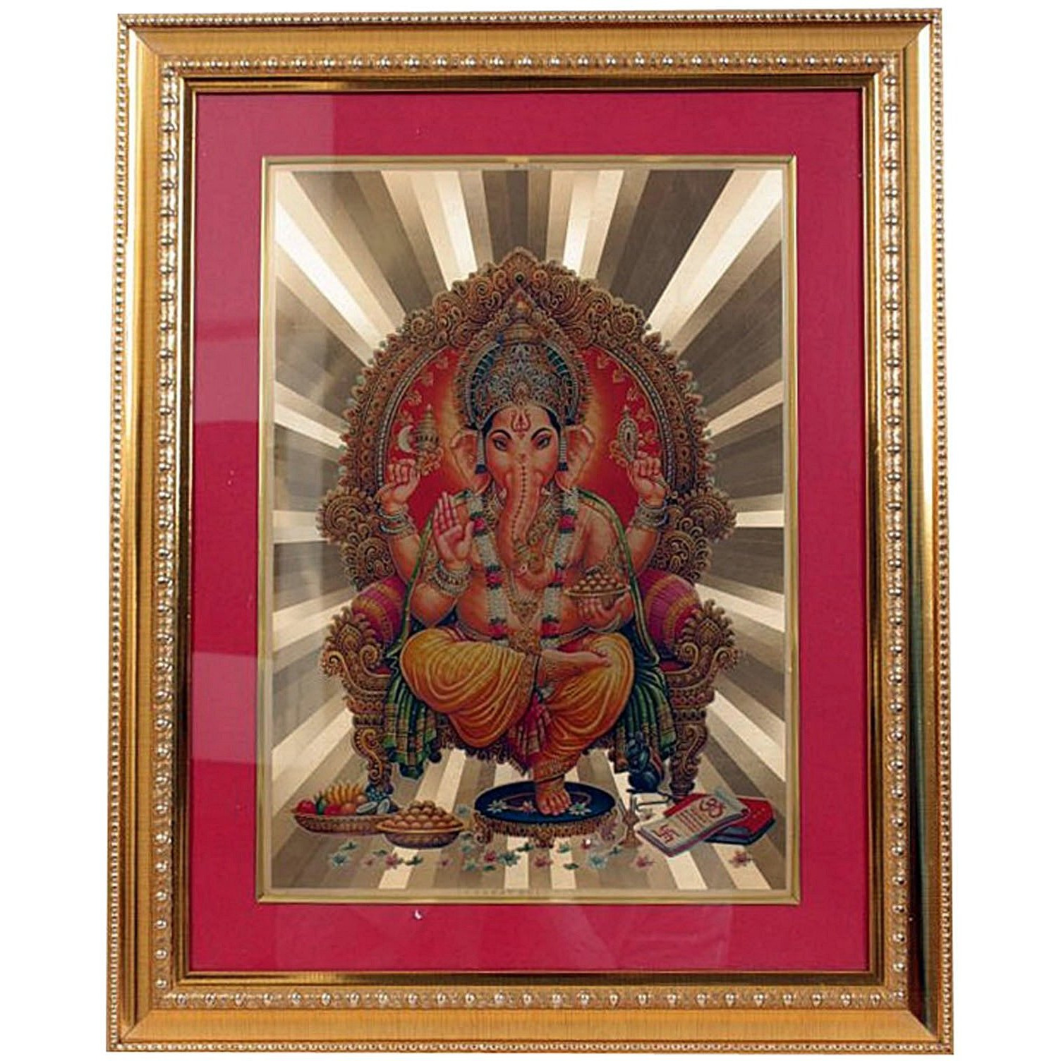 24 Carat Gold Plated Ganesha /Gajanand / Ganesh / Ganpati Wall Picture Frame