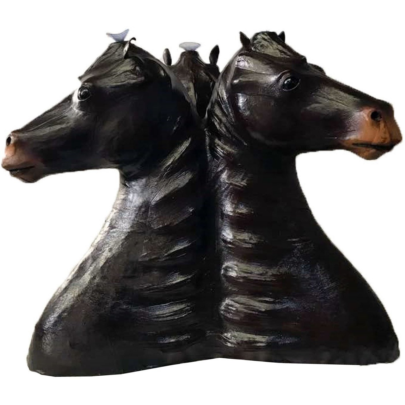 Three Horse Sculpture Coffee Table Leather Covered Paper Mache