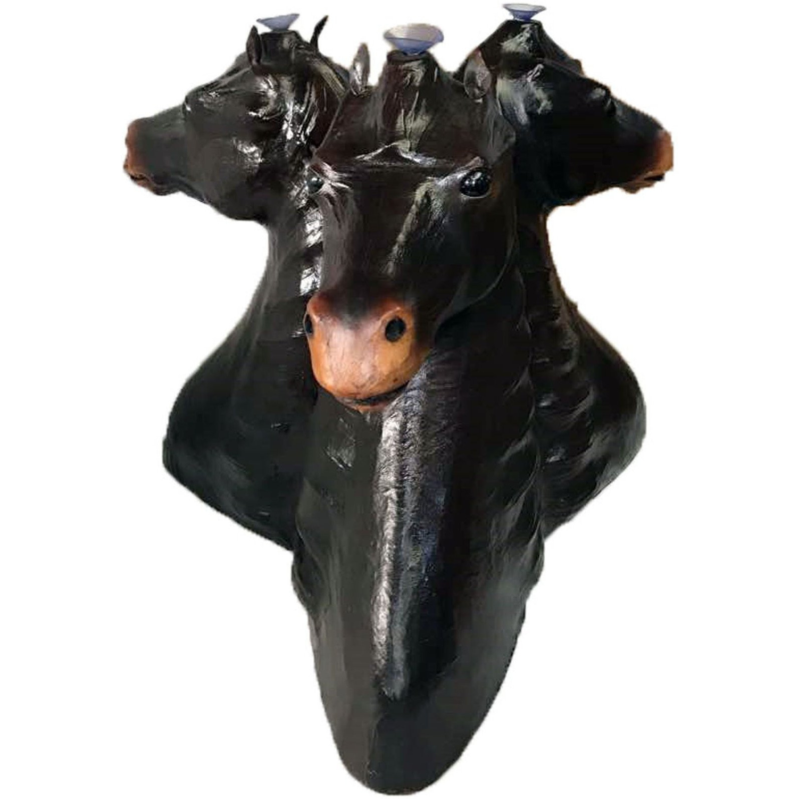 Three Horse Sculpture Coffee Table Leather Covered Paper Mache