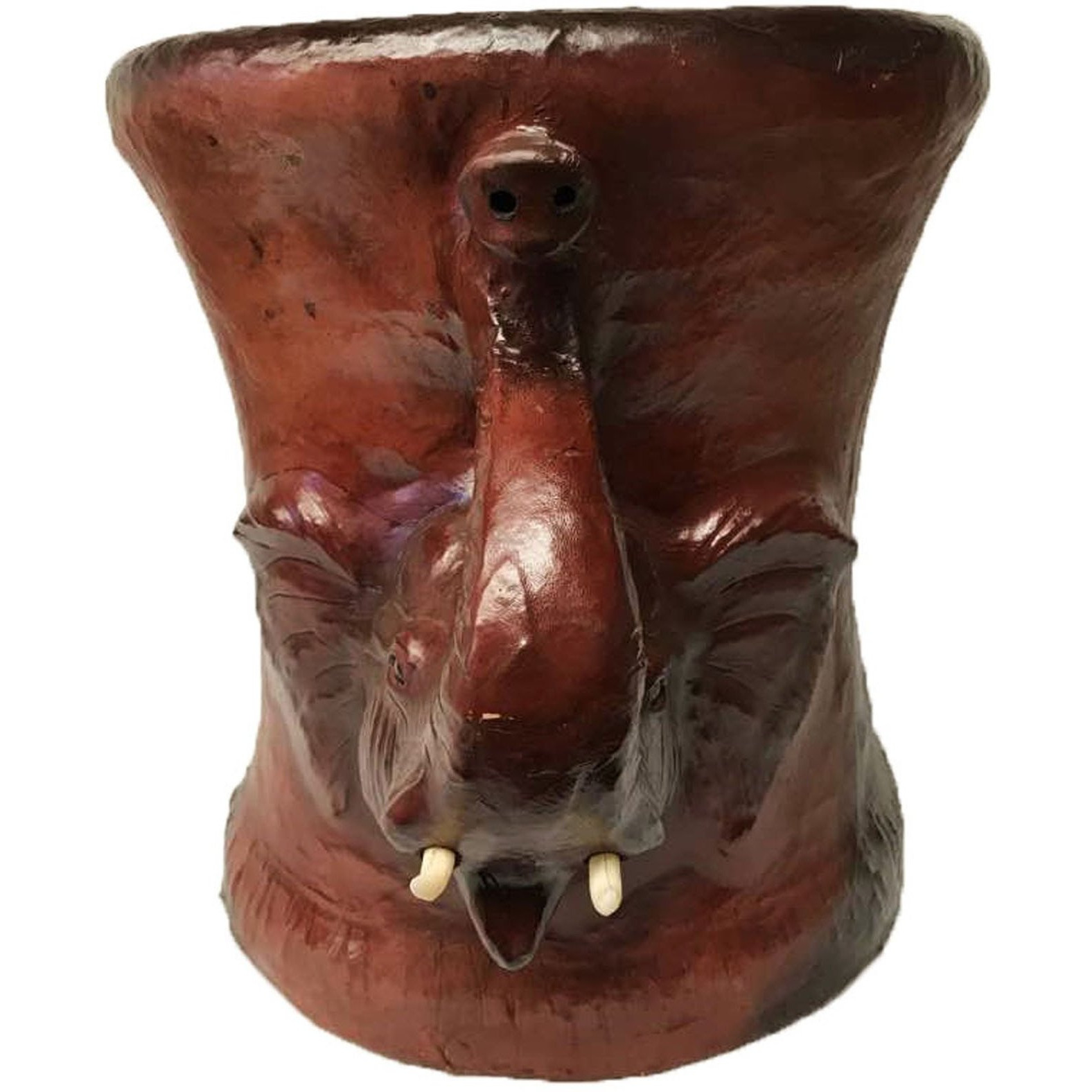 Embossed Elephant Leather Covered Paper Mache Accent Table