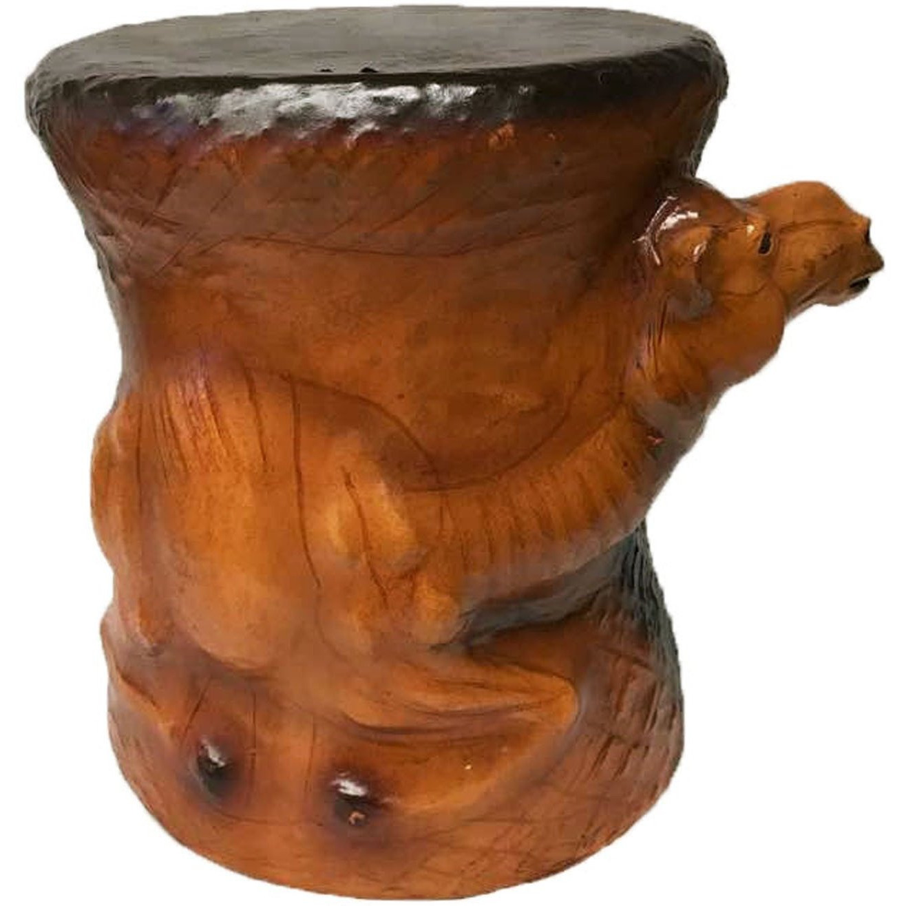 Embossed Camel Leather Covered Paper Mache Accent Table