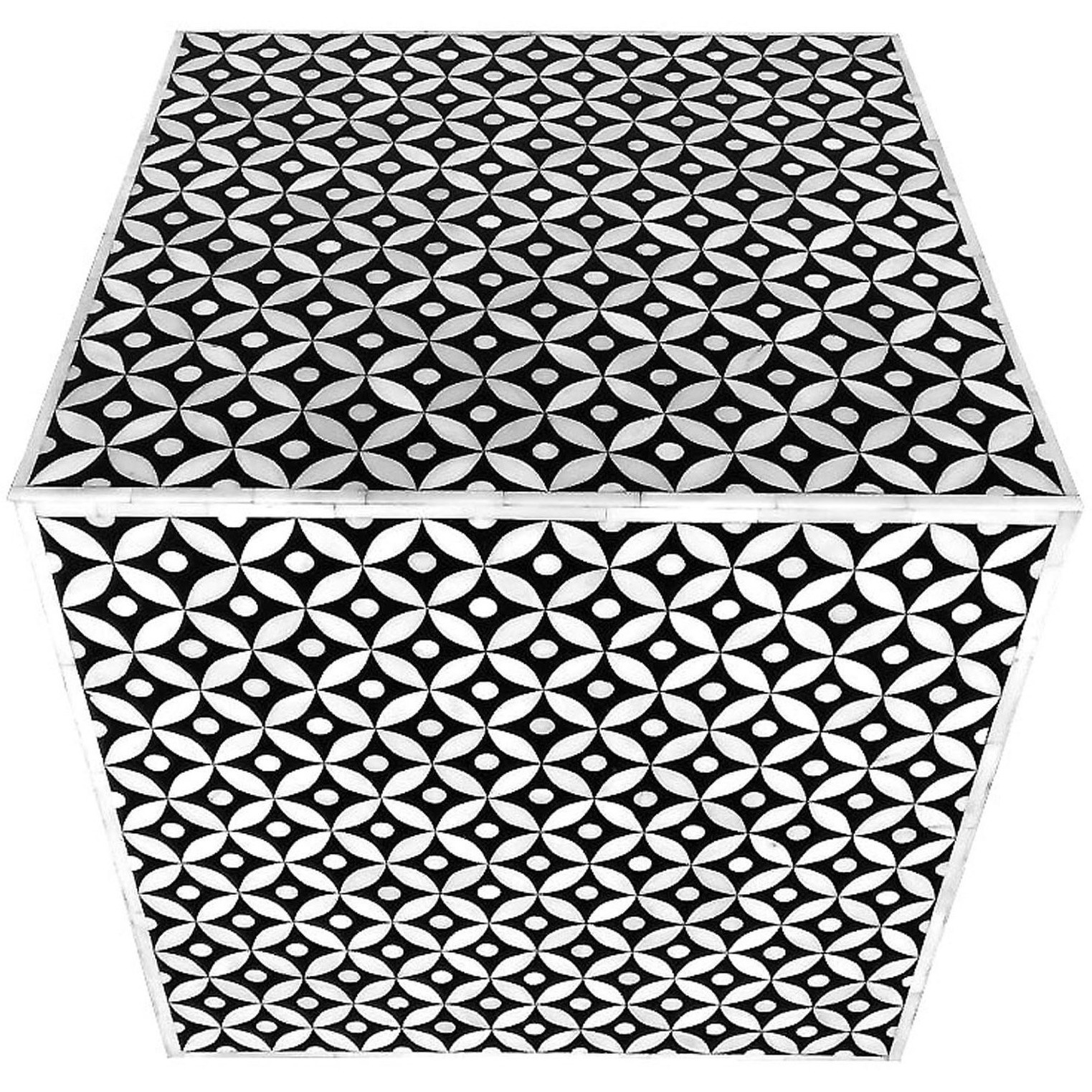 Bone Inlay Square Geometrical Side Table