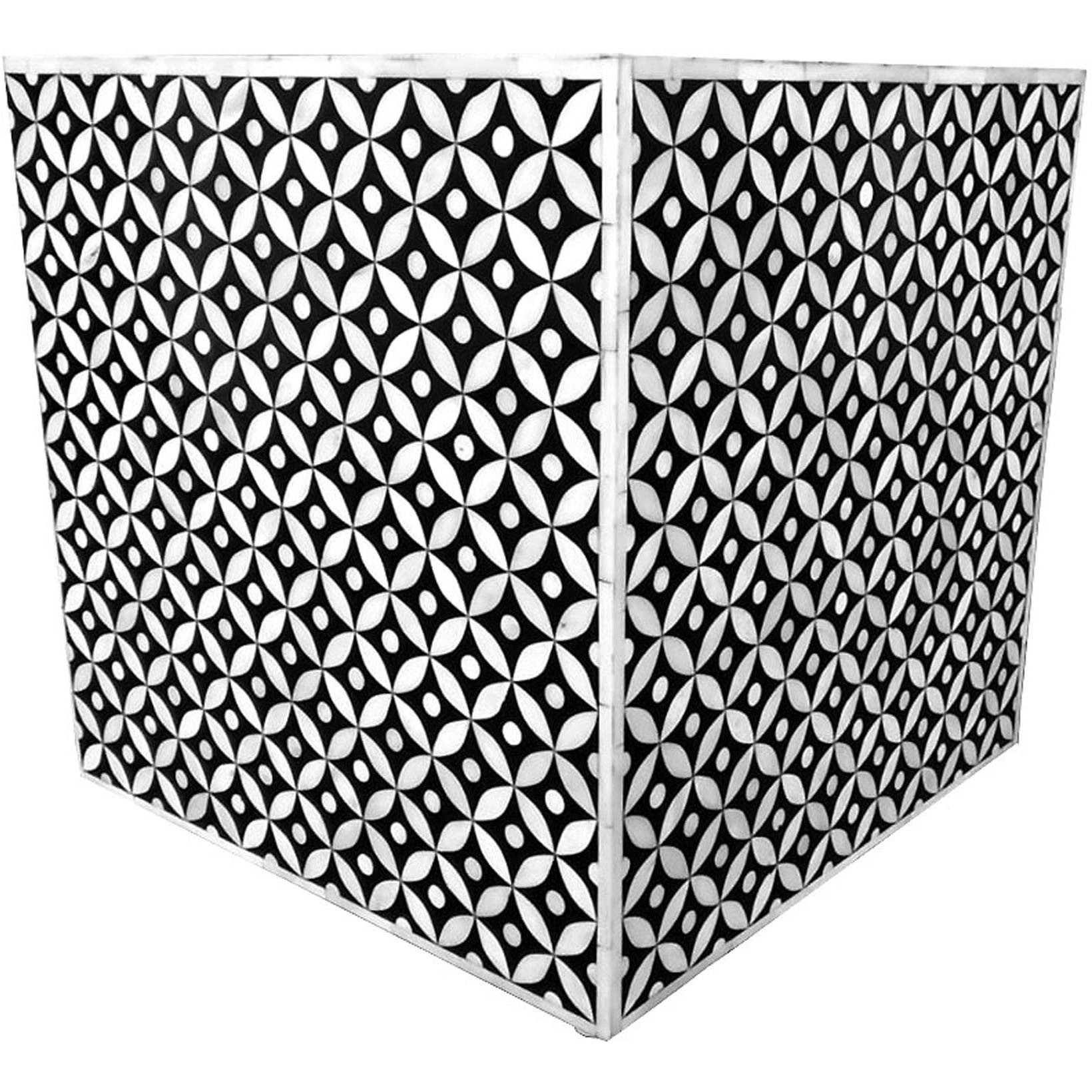Bone Inlay Square Geometrical Side Table