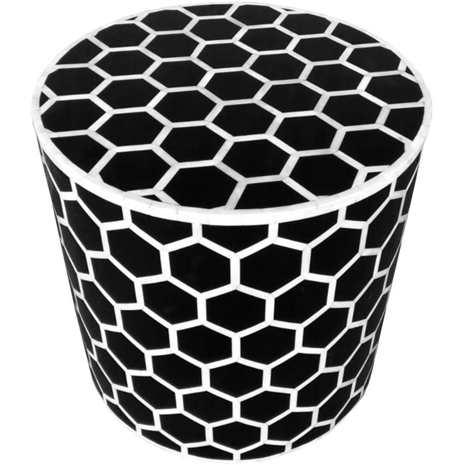 Honeycomb Bone Inlay Round Side Table