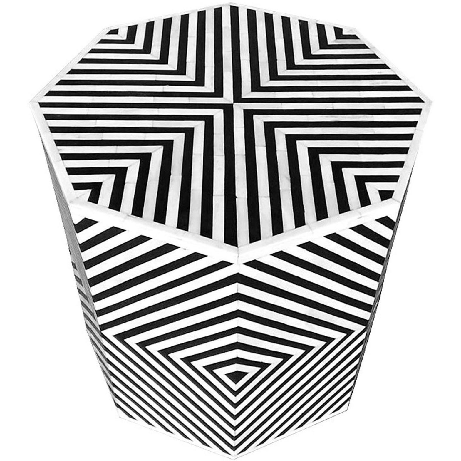 Geometric Bone Inlay Octagonal Side Table