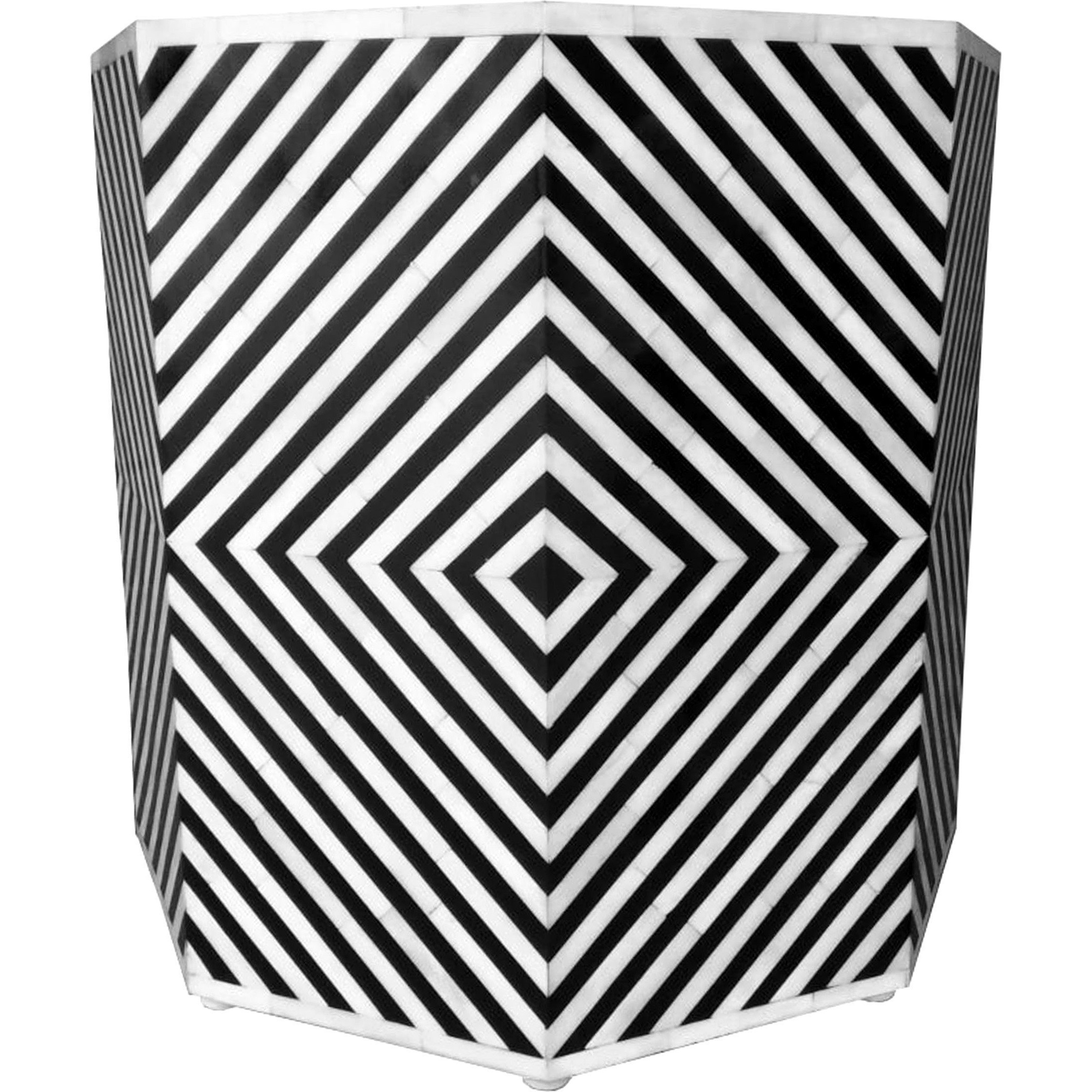 Geometric Bone Inlay Octagonal Side Table