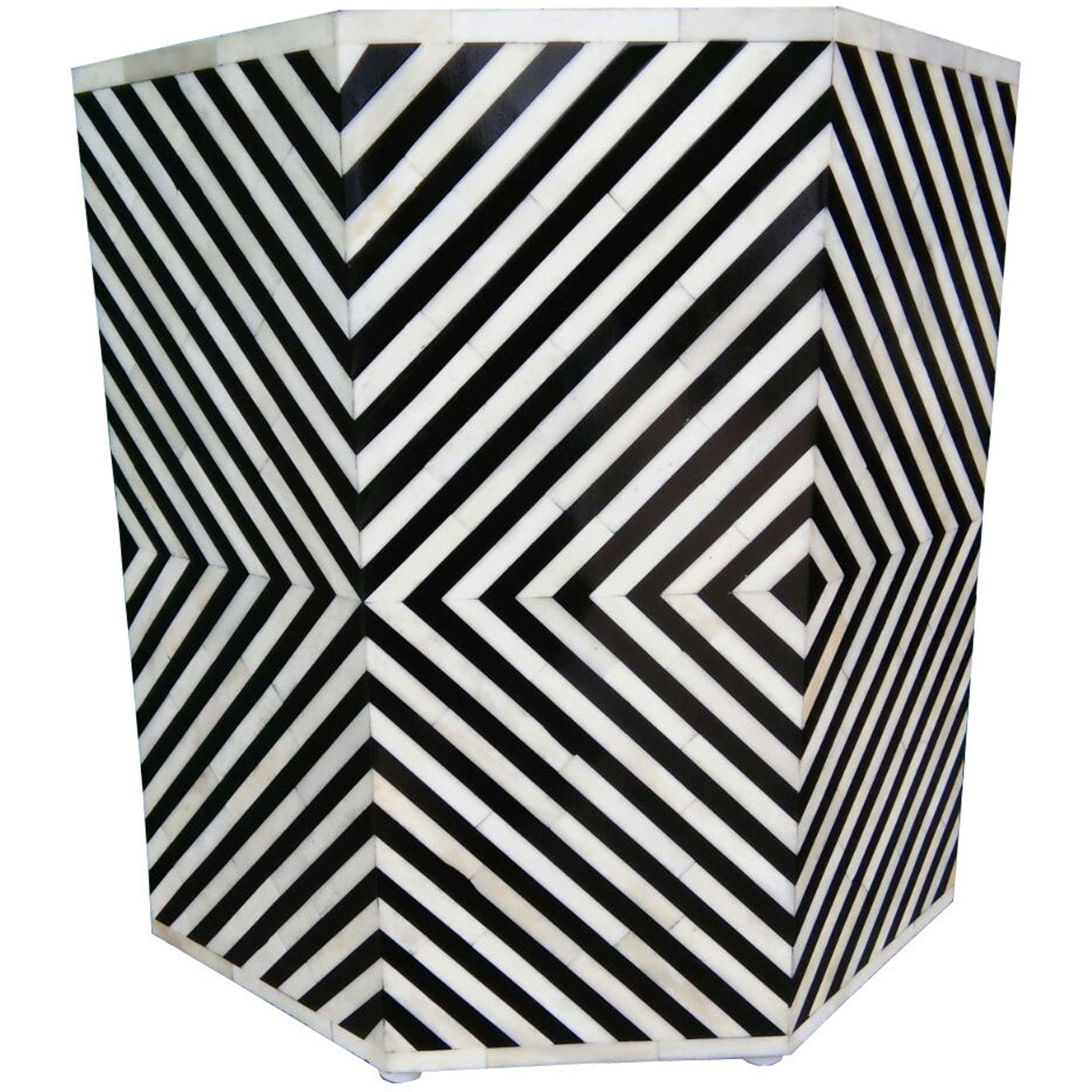 Geometric Bone Inlay Octagonal Side Table