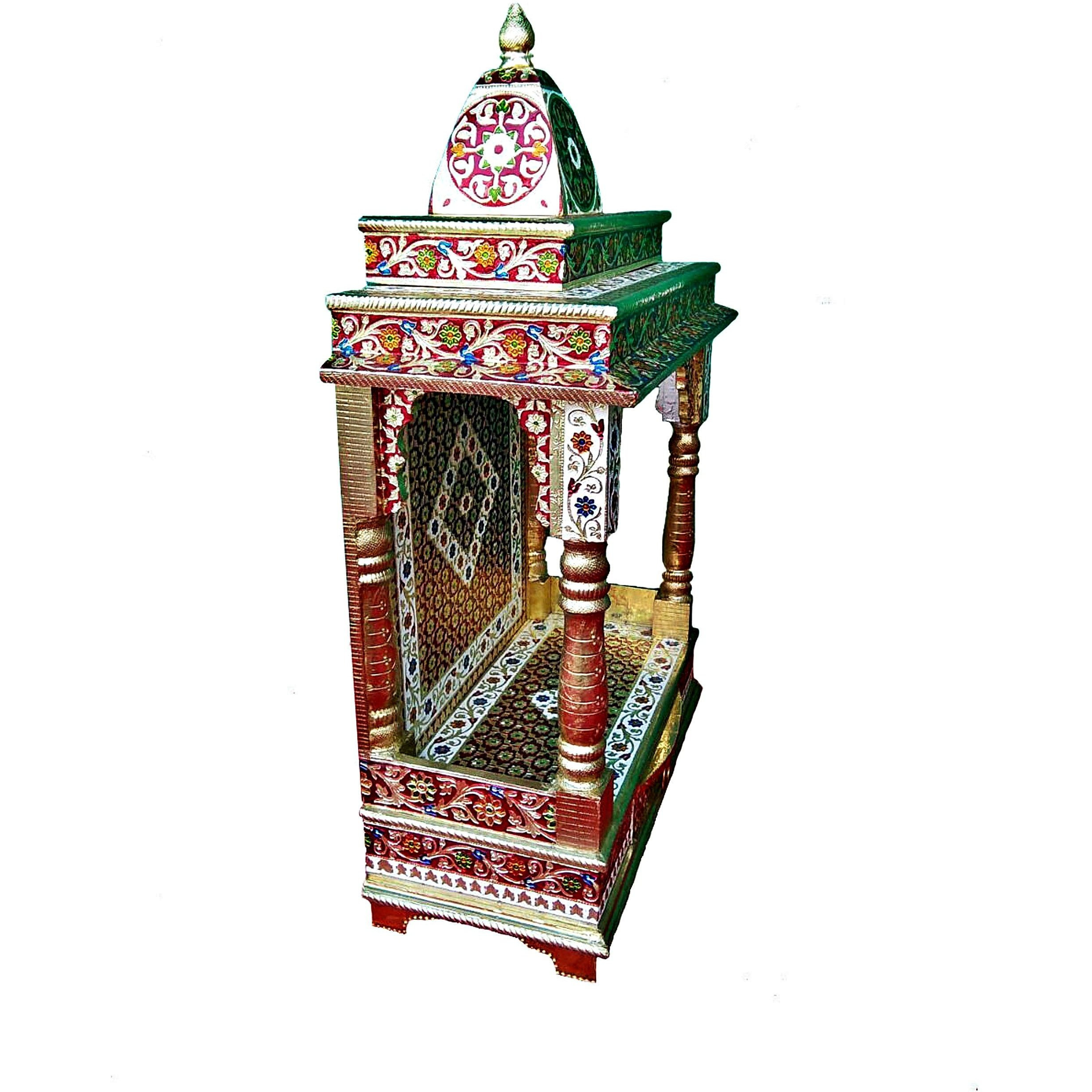 Beautiful Meenakari Multicolor Home Puja Mandir Hindu Temple Mandapam Altar