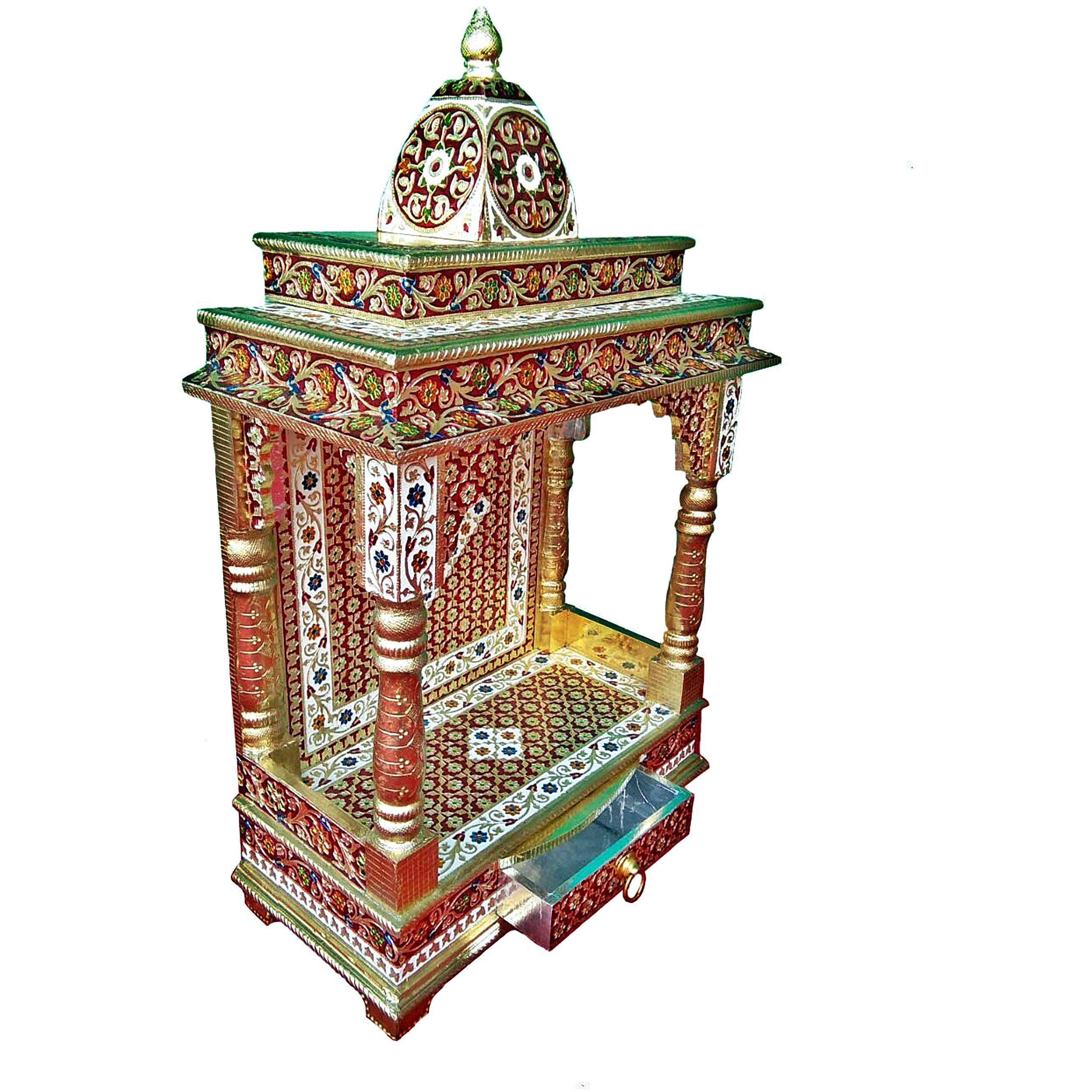 Beautiful Meenakari Multicolor Home Puja Mandir Hindu Temple Mandapam Altar