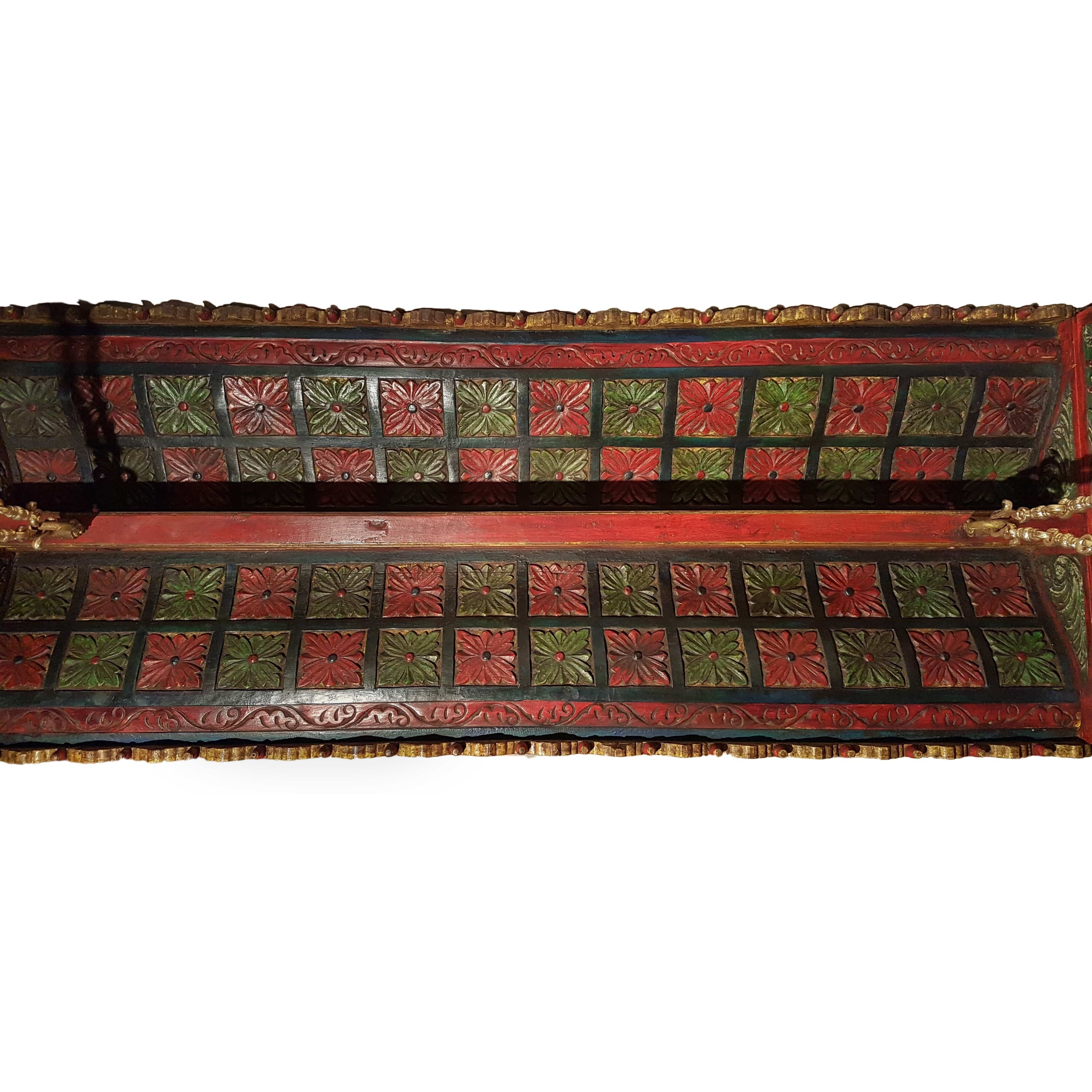 Carved Elephant & Peacock Multicolor Wooden Carved Royal Swing Set / Indoor Jhula