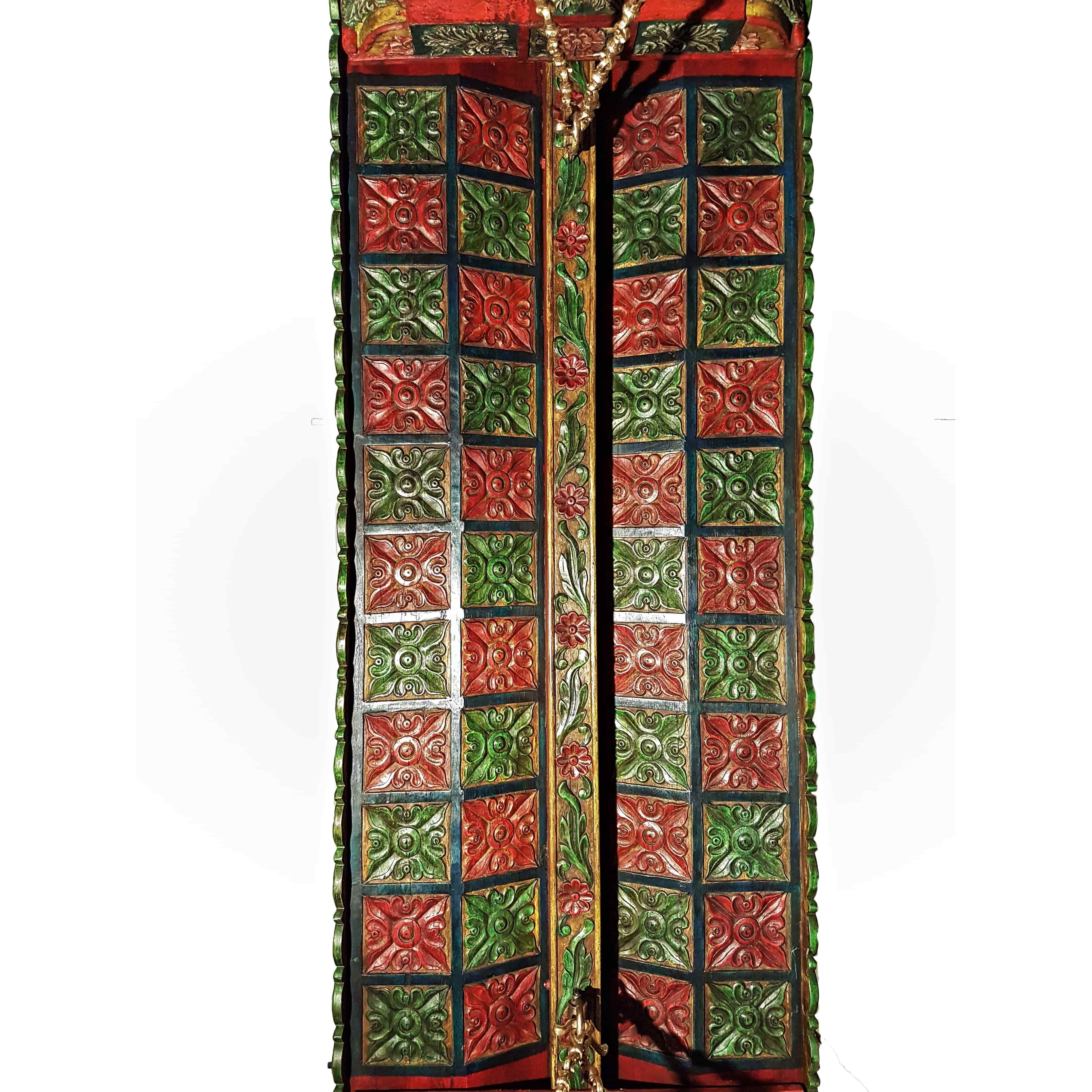 Carved Elephant & Peacock Multicolor Wooden Carved Royal Swing Set / Indoor Jhula