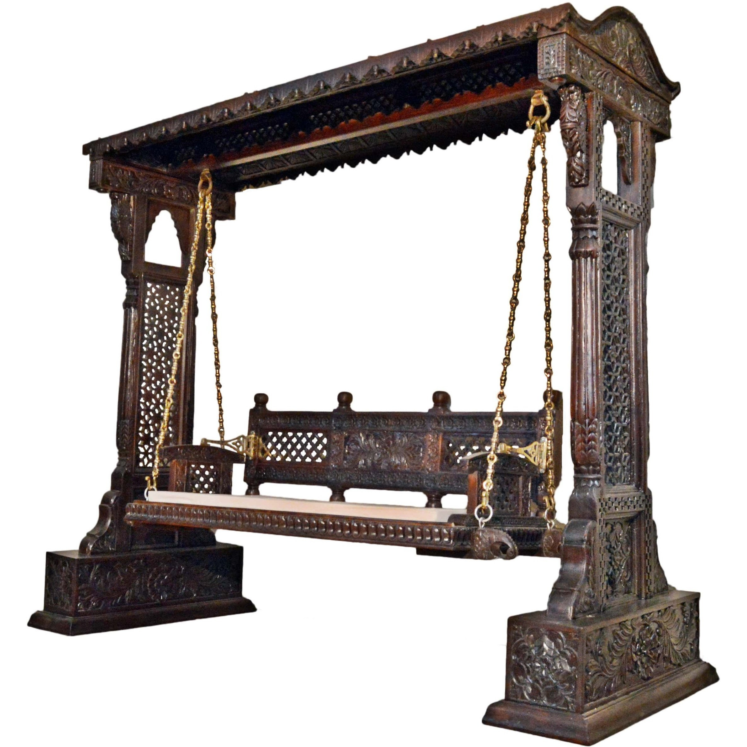 Jaisalmer Jharokha Design Wooden Carved Royal Swing Set / Indoor Jhula