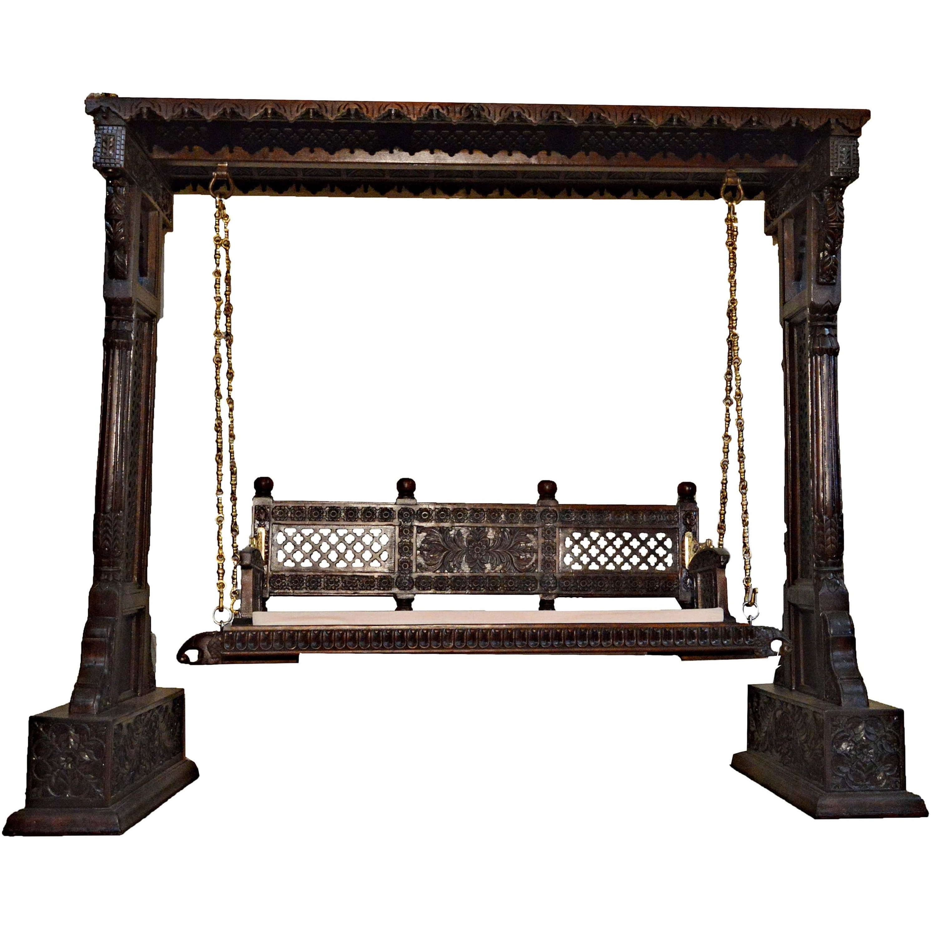 Jaisalmer Jharokha Design Wooden Carved Royal Swing Set / Indoor Jhula