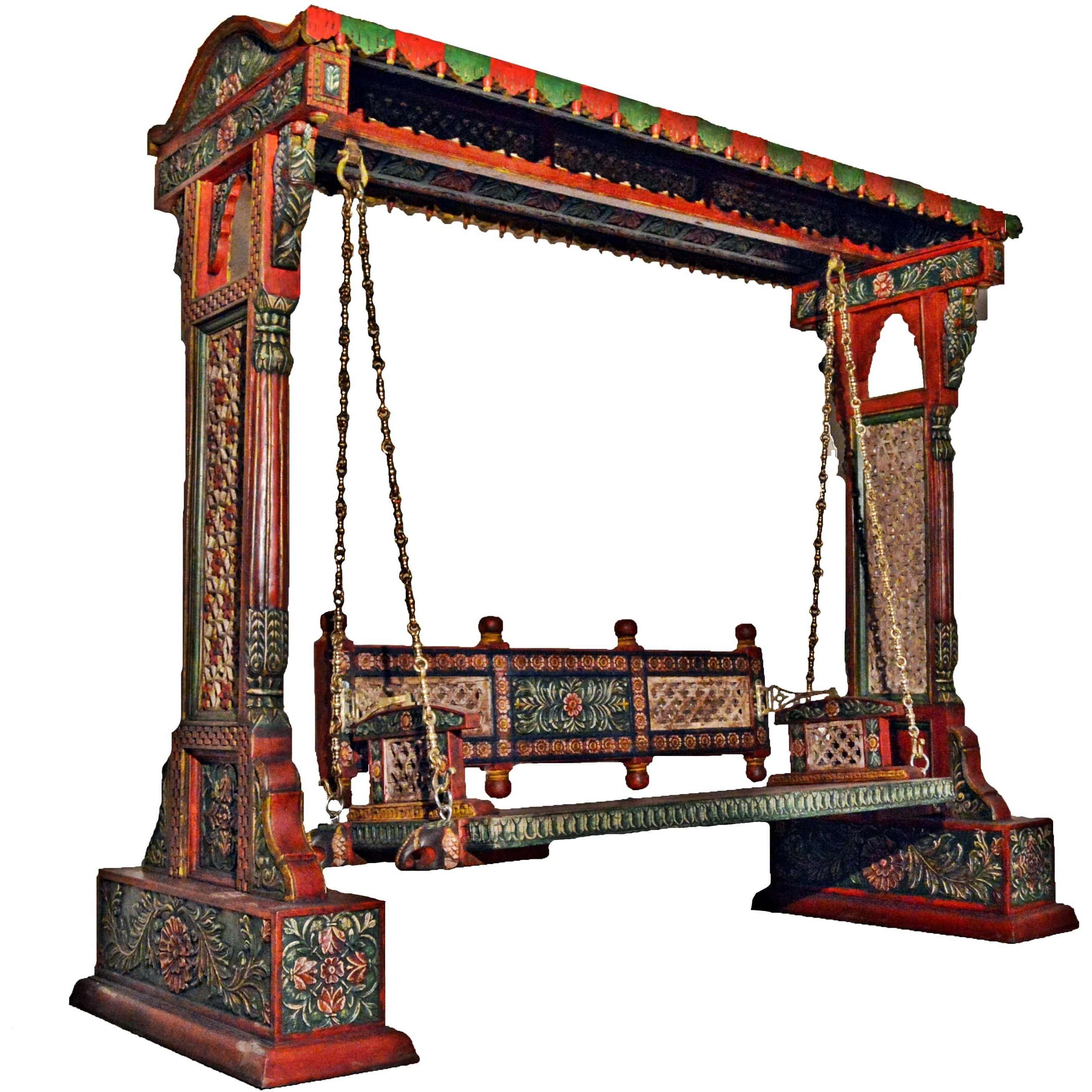 Jaisalmer Jharokha Design Wooden Carved Royal Swing Set / Indoor Jhula