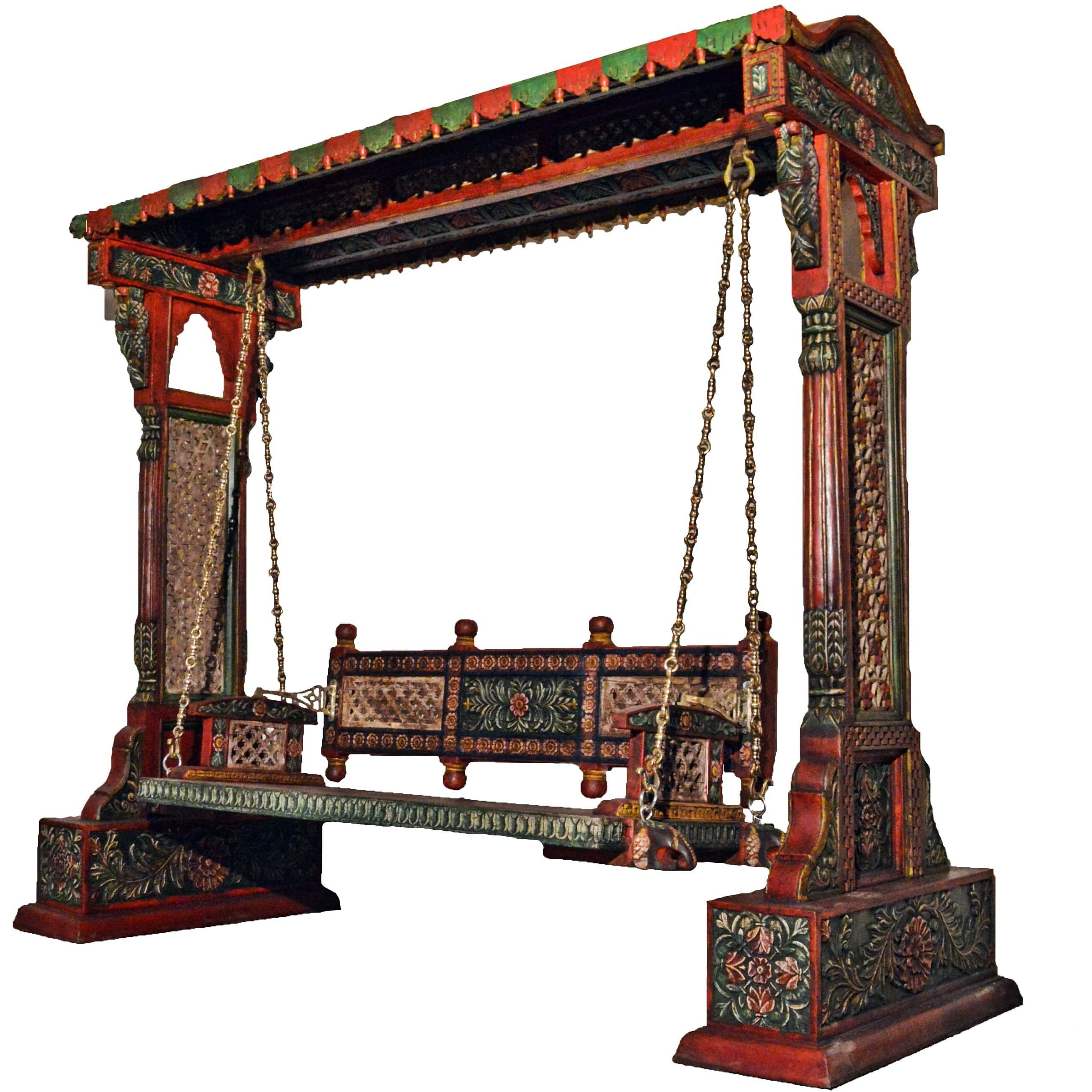 Jaisalmer Jharokha Design Wooden Carved Royal Swing Set / Indoor Jhula