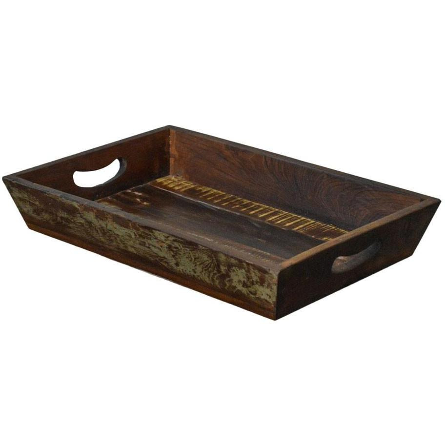 Primitive Style Reclaimed Wood Rustic Serving Tray
