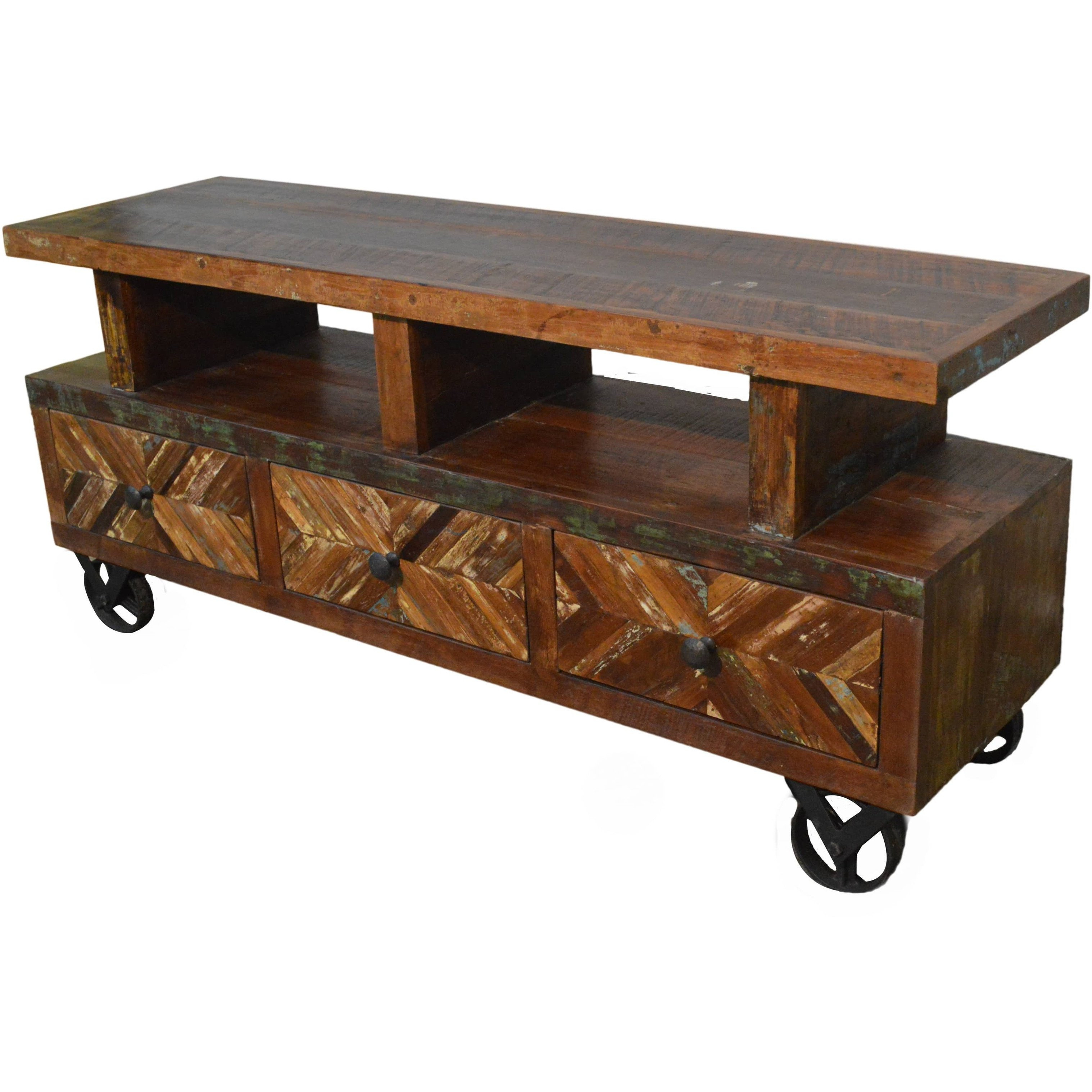 Reclaimed Rustic Entertainment Center / Plasma Cabinet / TV Stand With Wheels