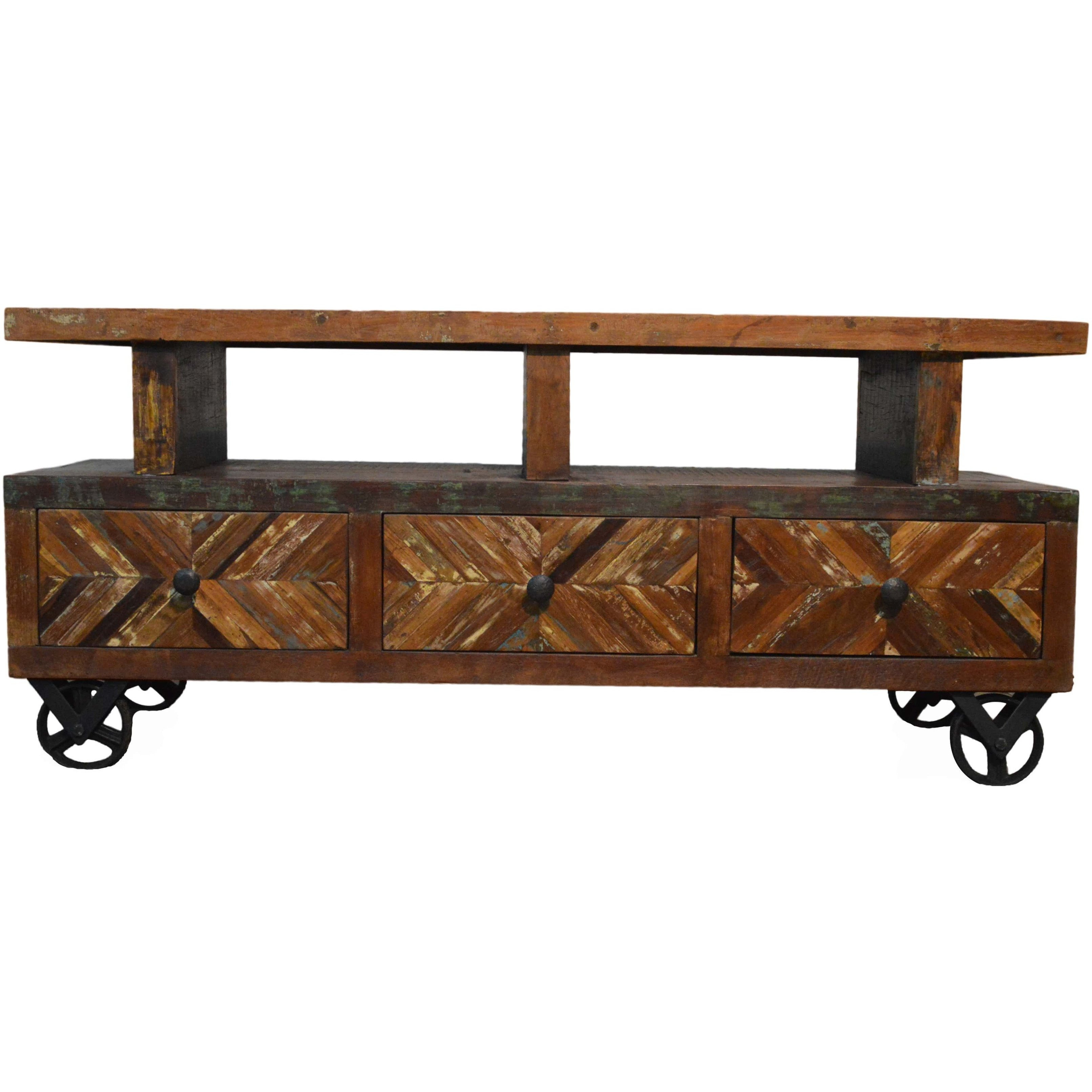 Reclaimed Rustic Entertainment Center / Plasma Cabinet / TV Stand With Wheels