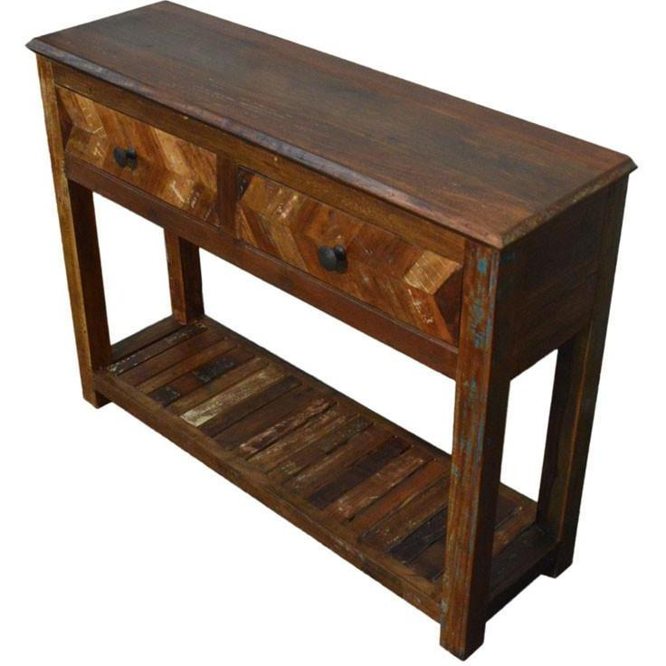 Reclaimed Wood Rustic Free Standing Console with Drawers
