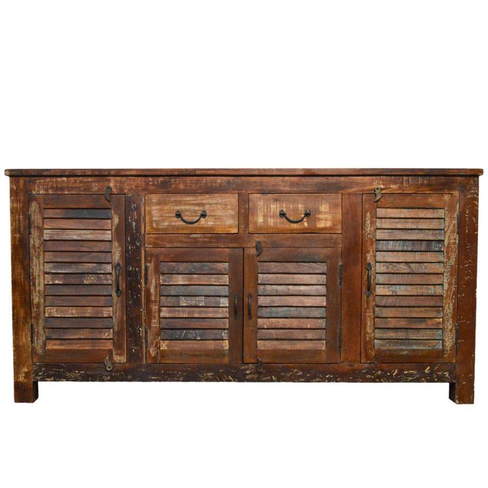 Reclaimed Industrial Sideboard Buffet Table Storage with Louvers Cabinet