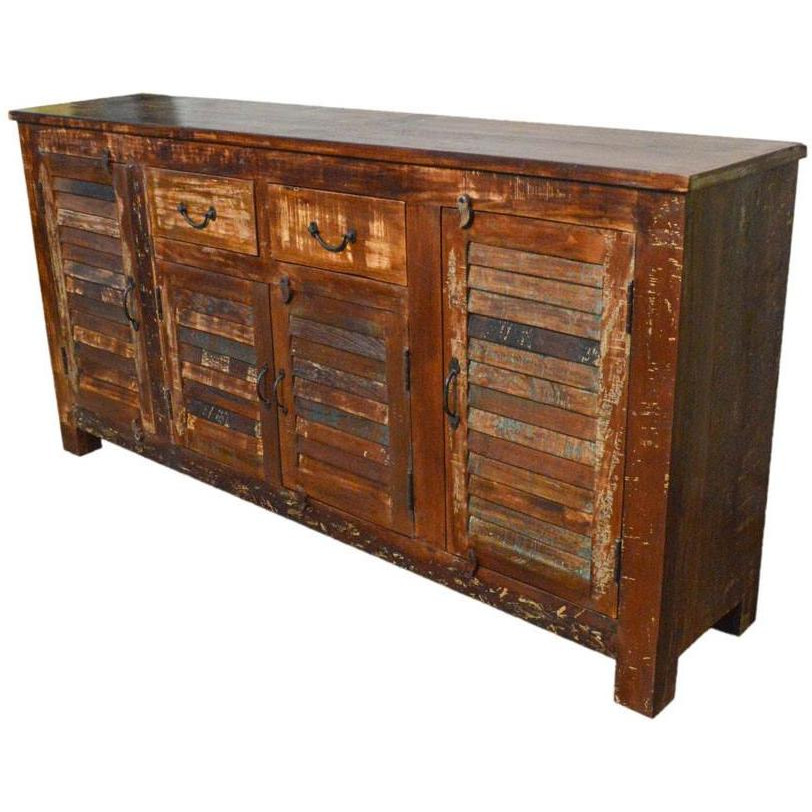 Reclaimed Industrial Sideboard Buffet Table Storage with Louvers Cabinet