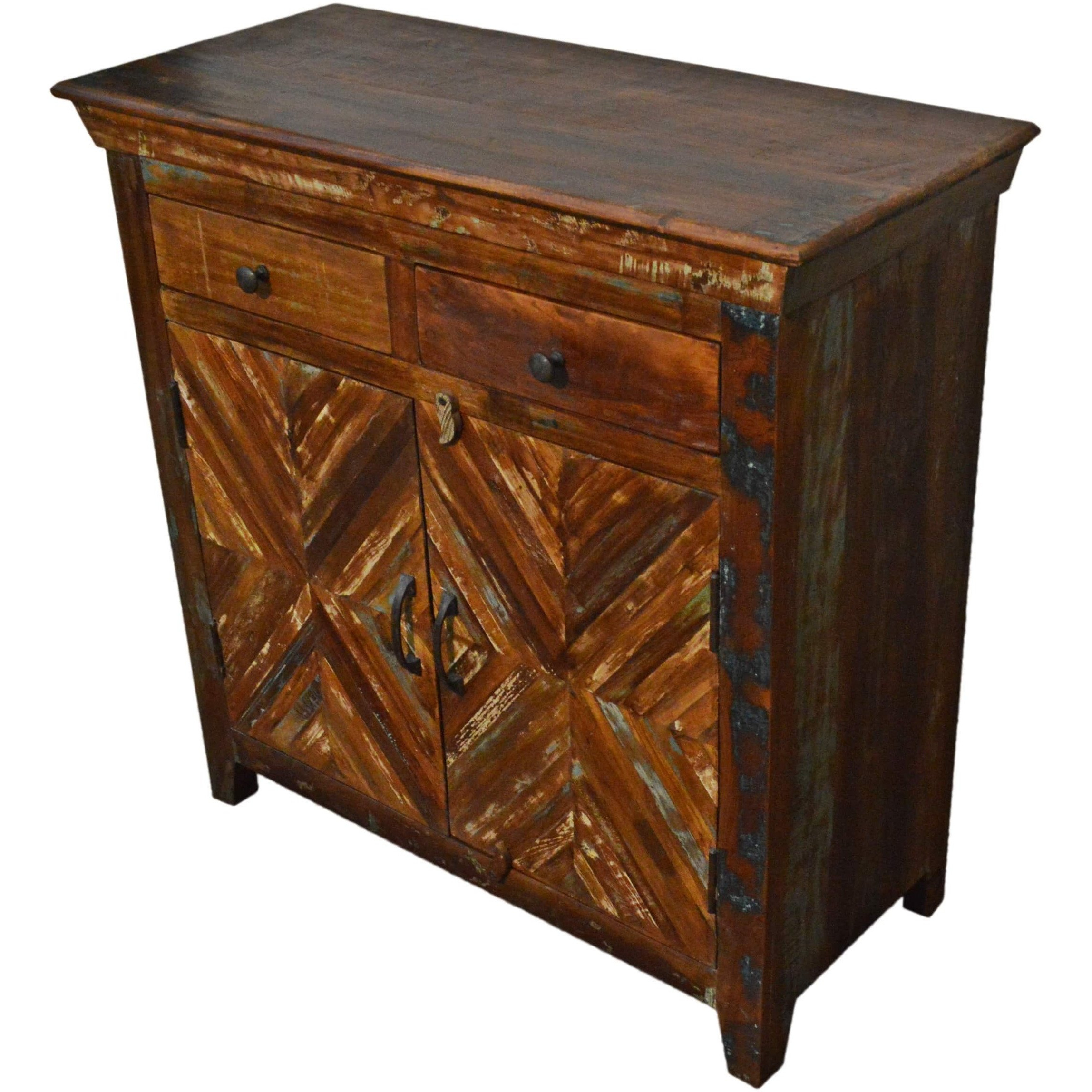 Reclaimed  Rustic Free Standing Consol Storage Cabinet with  Drawers