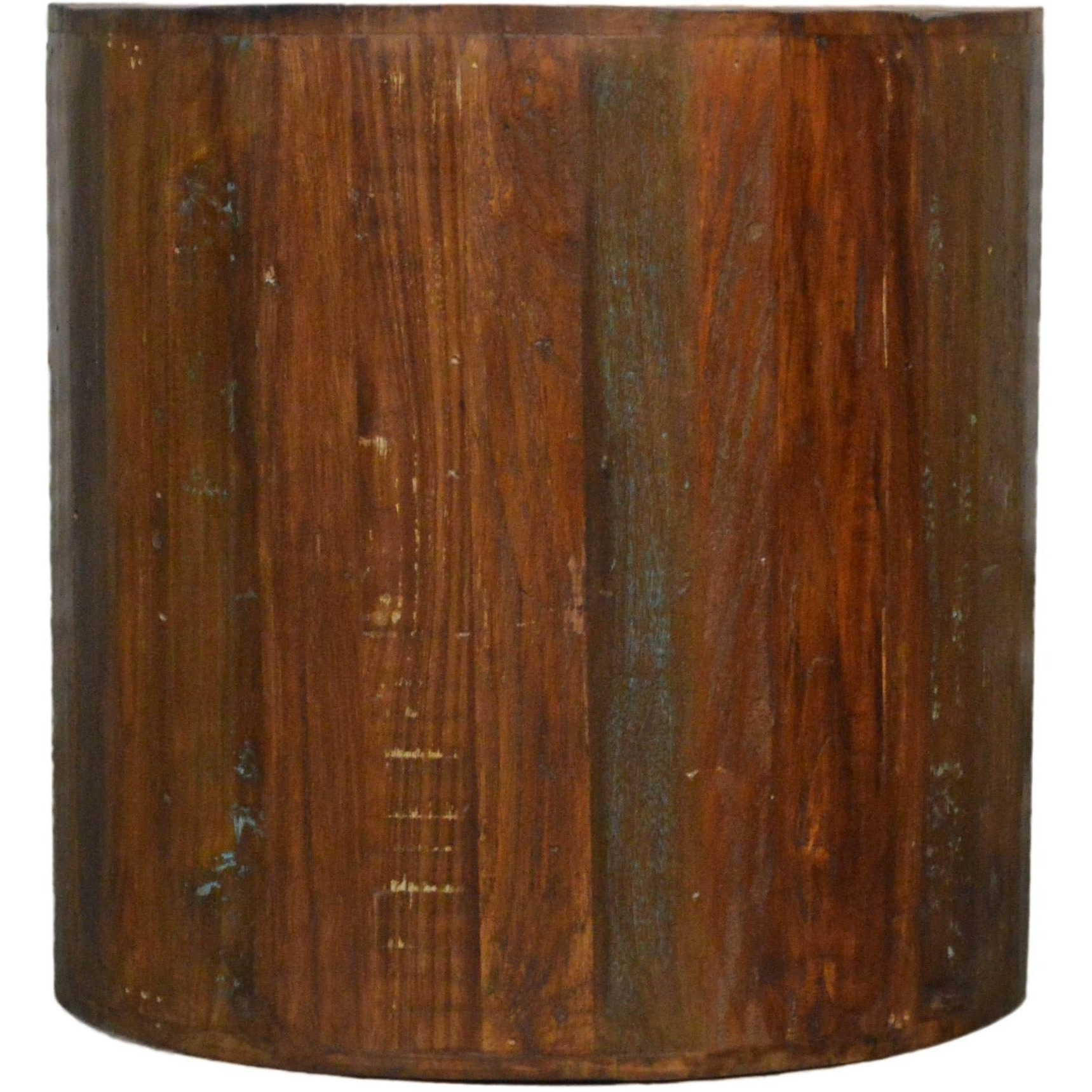 Reclaimed Wood Round Stool Side Table