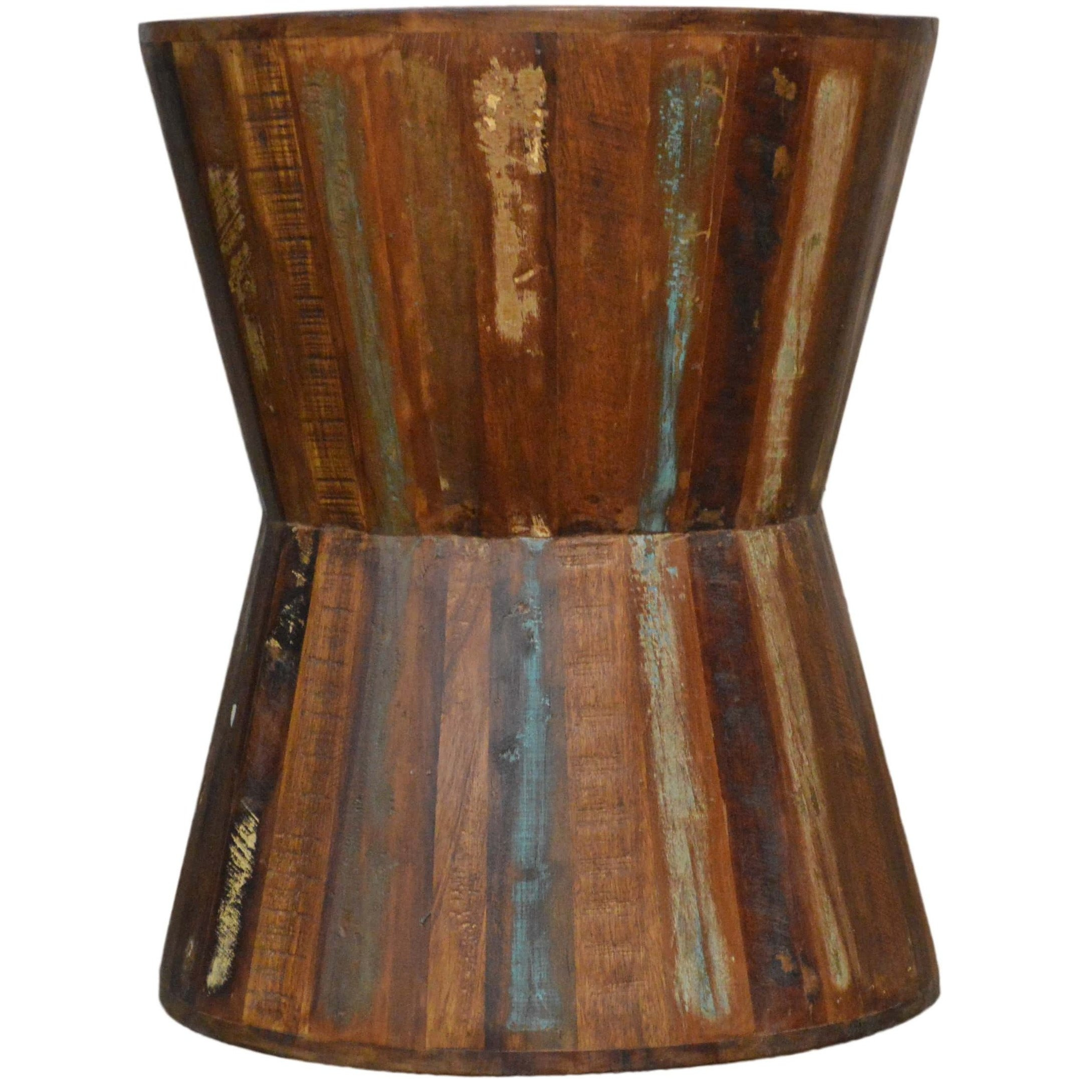 Reclaimed Wood Hourglass Side Table Stool