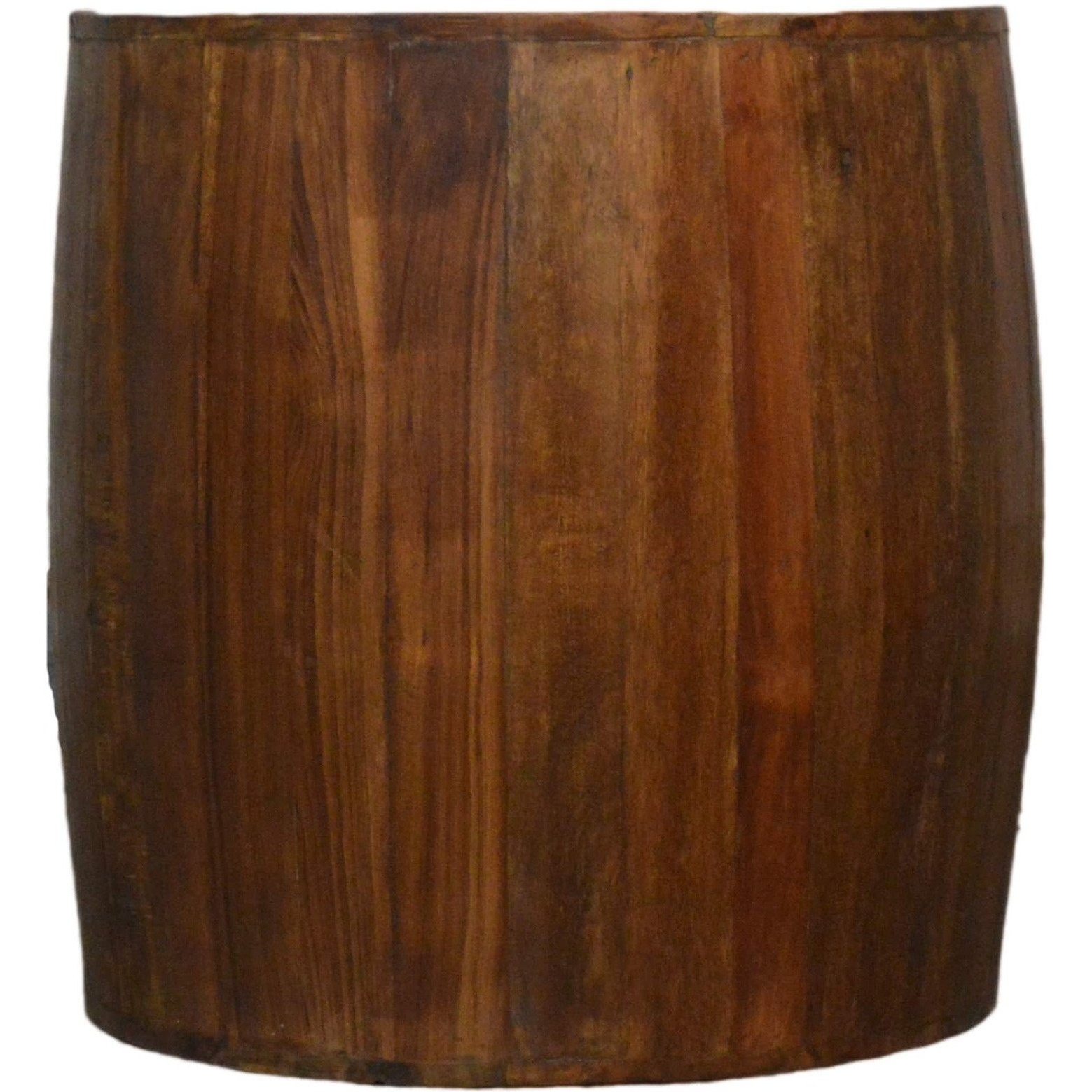 Reclaimed Wood Drum Barrel Style Side Table Stool