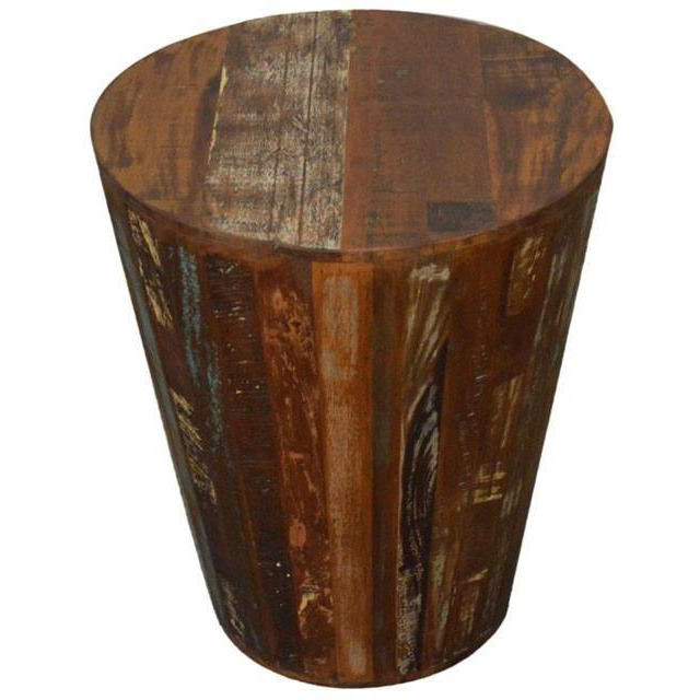 Reclaimed Rustic Barrel Stool End Table
