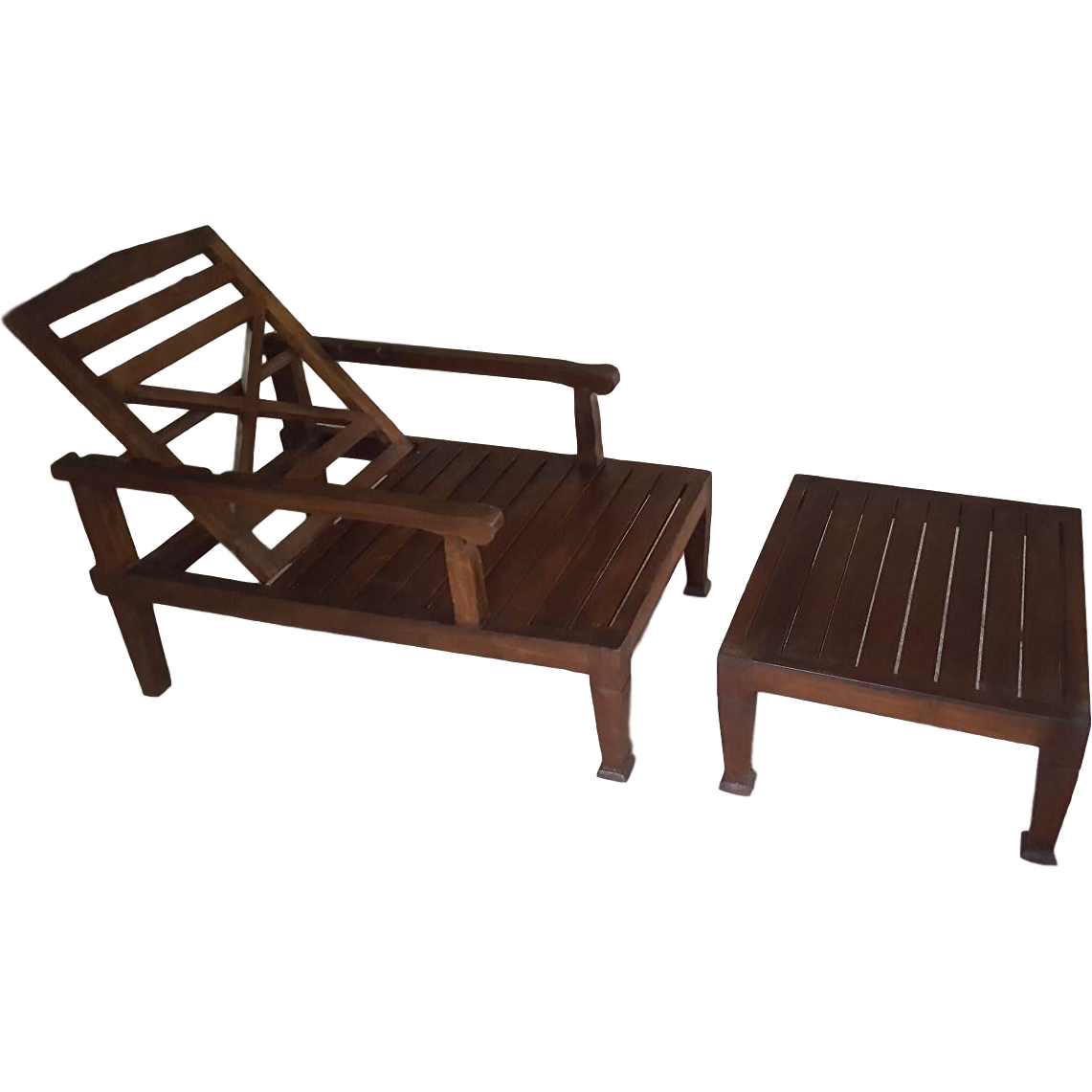 Teak Wood Reclining Luxury Lounger With Ottoman